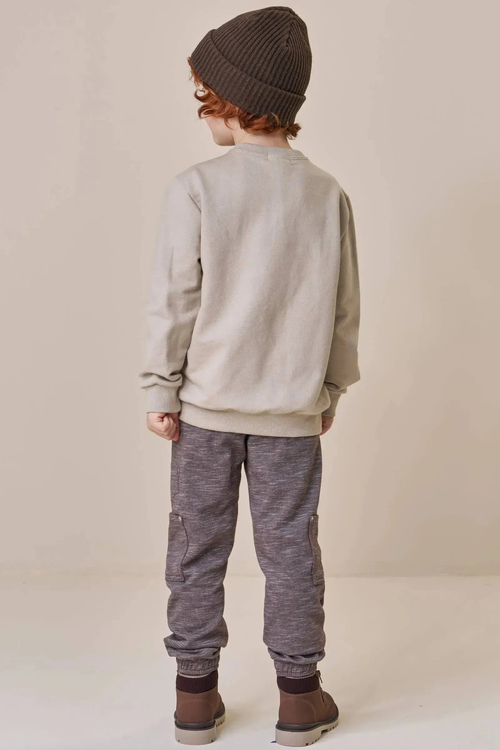 Conjunto de Blusão em Moletom sem Pelúcia e Calça Jogger em Mesclado Bicolor com Elastano 90129 LucBoo Infantil Menino