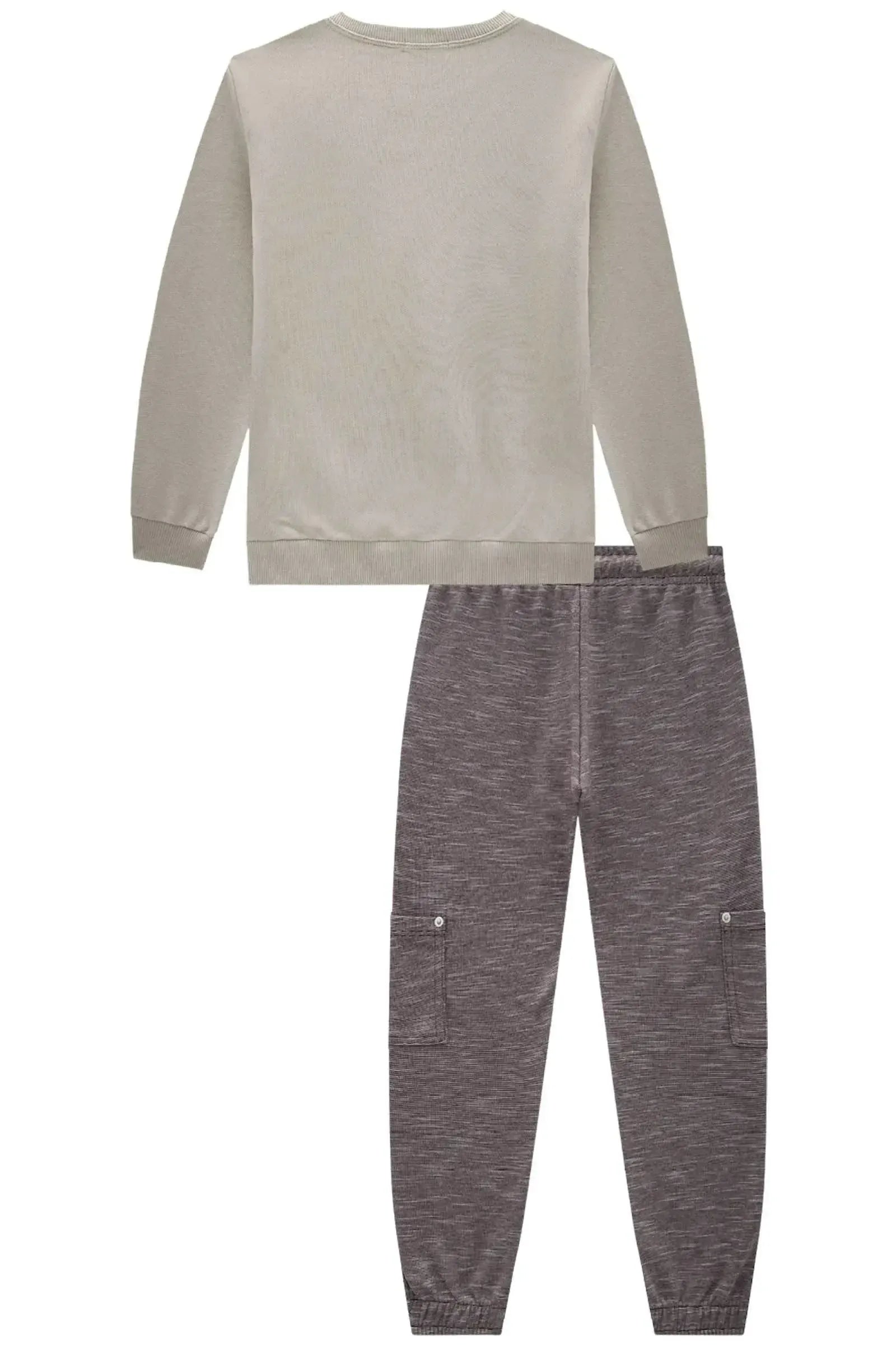 Conjunto de Blusão em Moletom sem Pelúcia e Calça Jogger em Mesclado Bicolor com Elastano 90129 LucBoo Infantil Menino