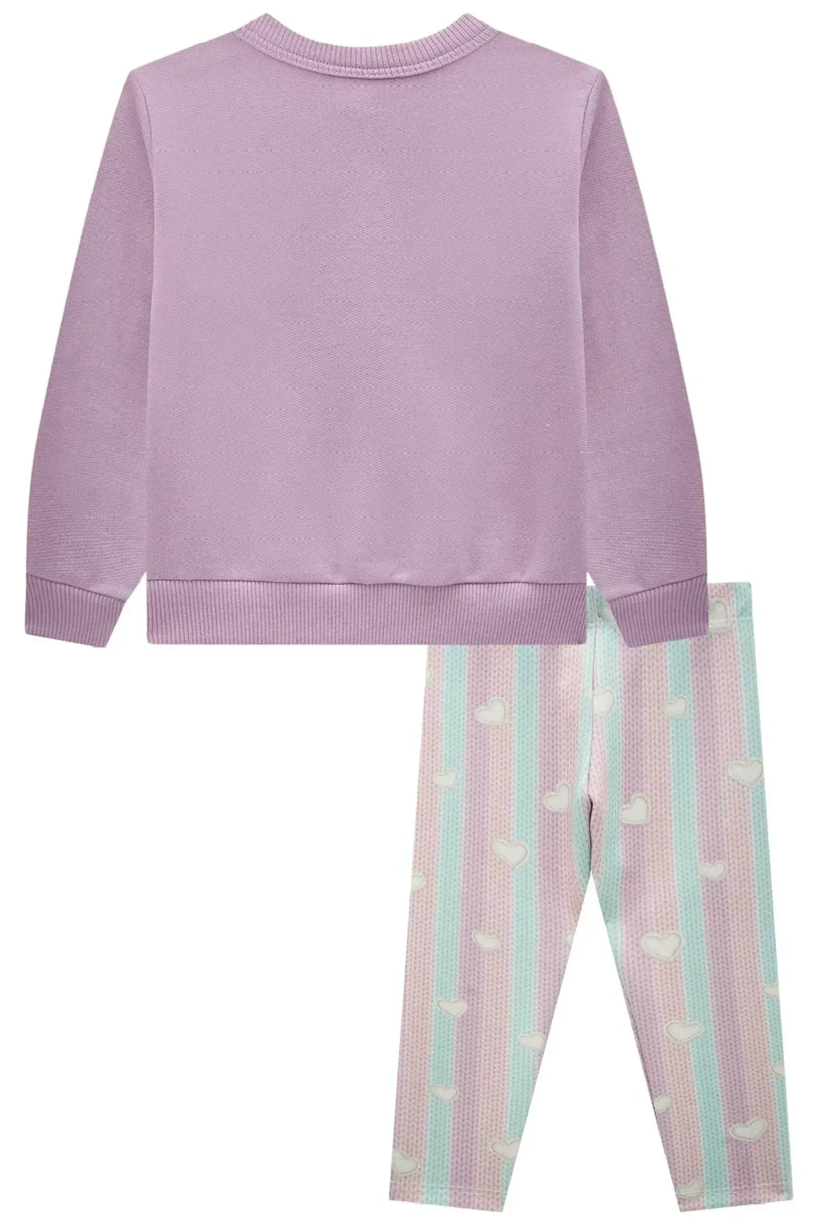 Conjunto de Blusão em Moletom sem Pelúcia e Calça Legging em Fly Tech 90950 Infanti Bebê Menina