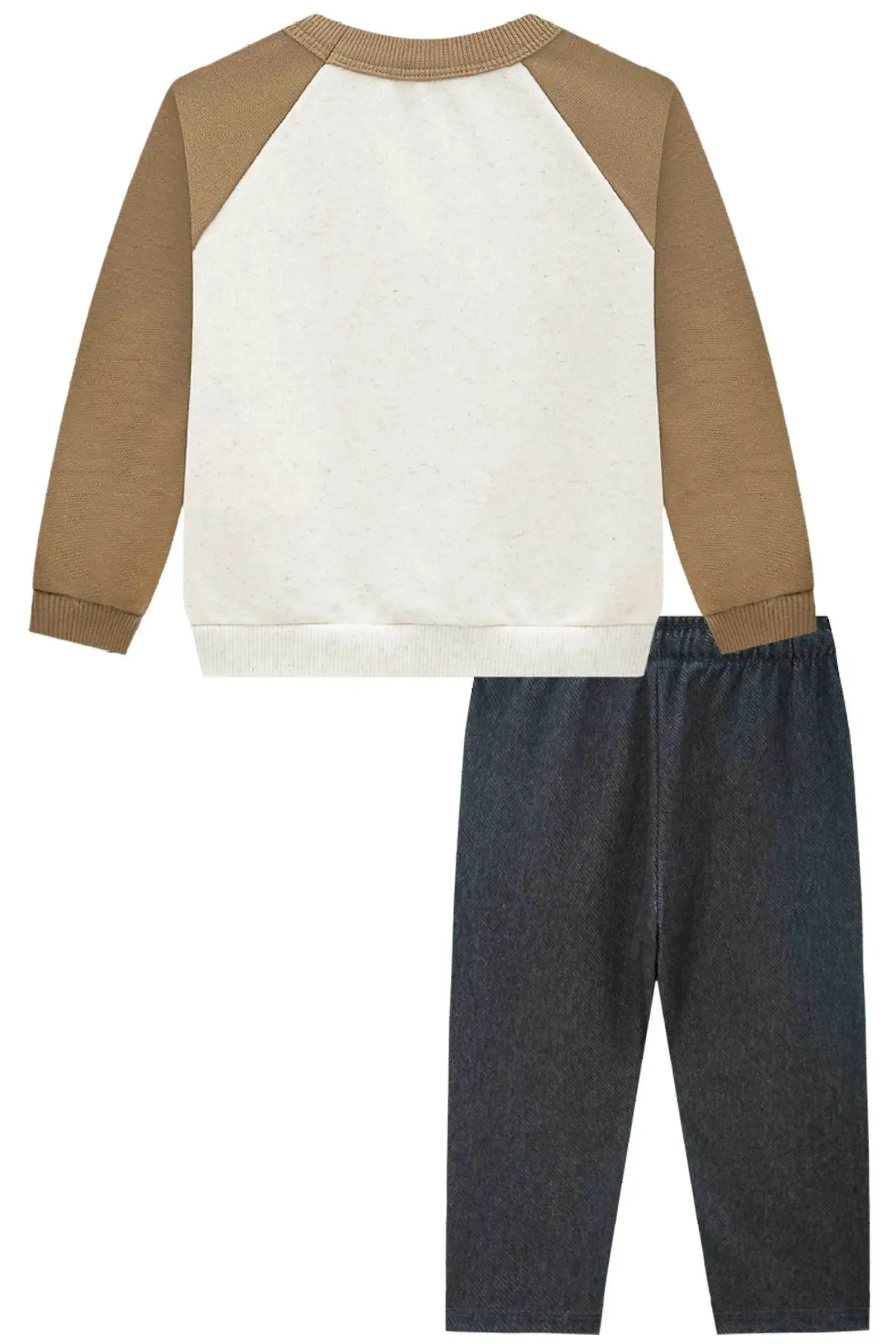 Conjunto de Blusão em Moletom sem Pelúcia e Calça Skinny em Cotton Jeans com Elastano 91753 LucBoo Bebê Menino