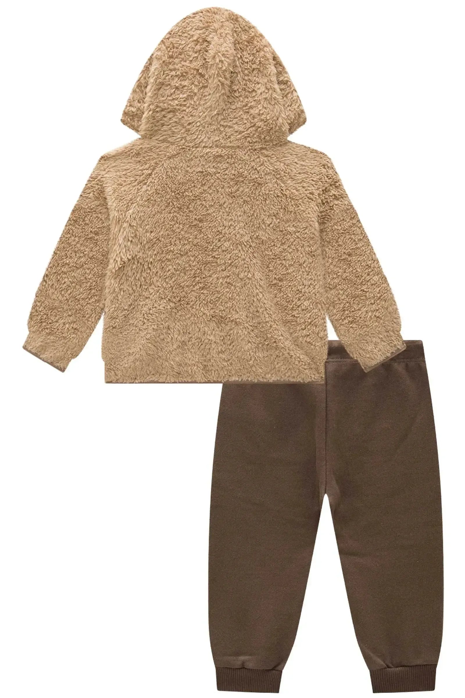 Conjunto de Blusão em Pelo Carneirinho e Calça Jogger em Moletom com Pelúcia 89790 LucBoo Bebê Menino