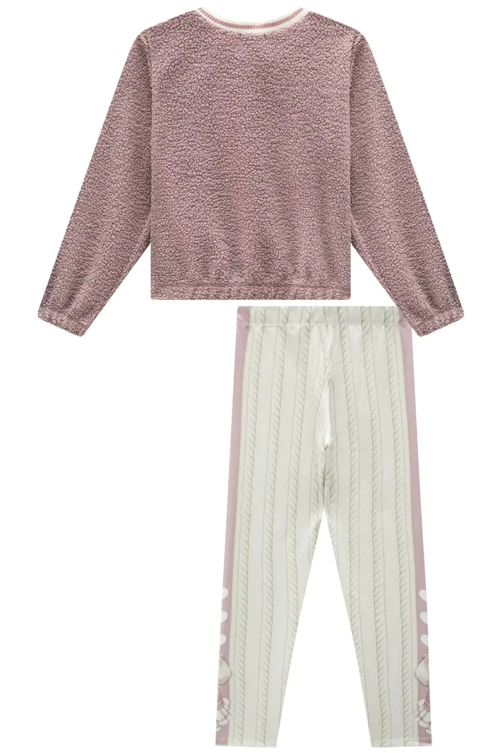 Conjunto de Blusão em Pelo Durban e Calça Legging em Termokin Peluciado 92669 Infanti Infantil Menina
