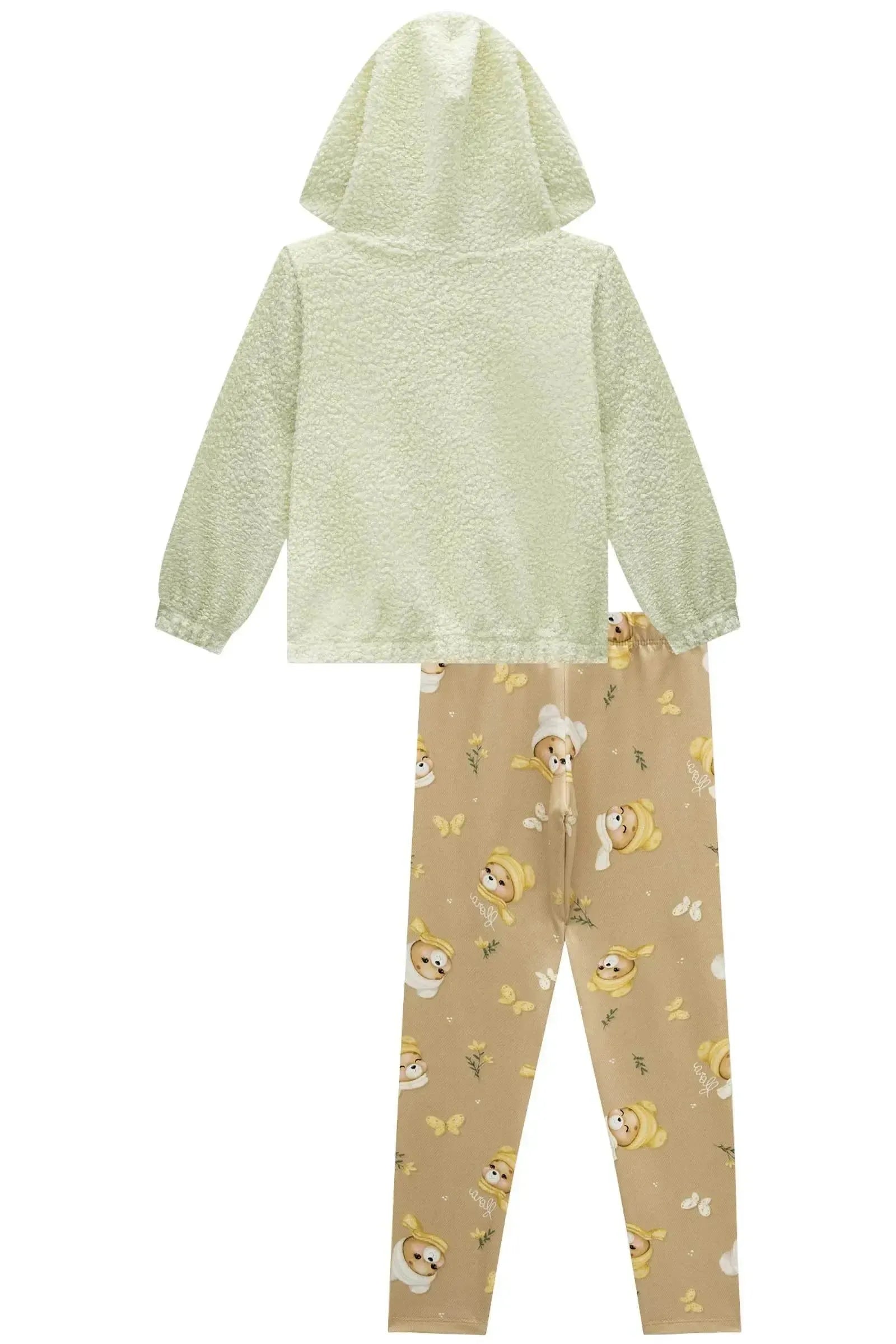 Conjunto de Blusão em Pelo Teddy e Calça Legging em Termoskin Peluciado 92472 Infanti Infantil Menina