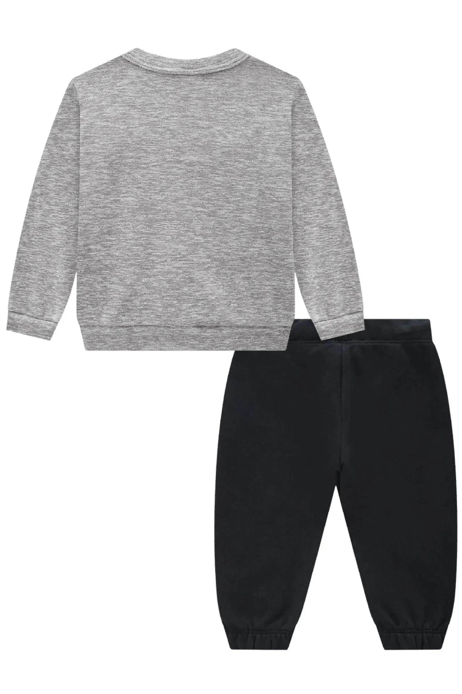 Conjunto de Blusão em Soft Melange e Calça Jogger em Moletom com Pelúcia 92078 LucBoo Bebê Menino