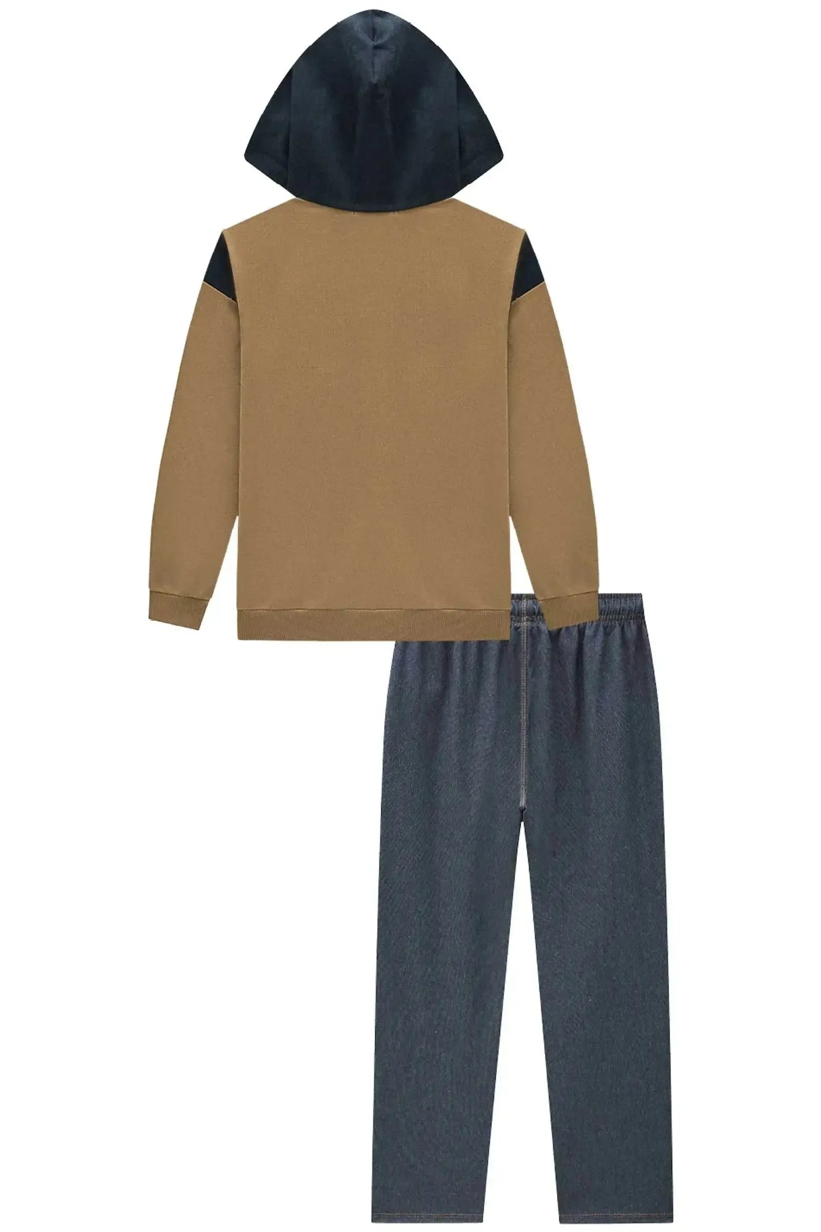 Conjunto de Blusão Moletom sem Pelúcia e Tecido Twill e Calça em Cotton Jeans com Elastano 89794 LucBoo Infantil Menino