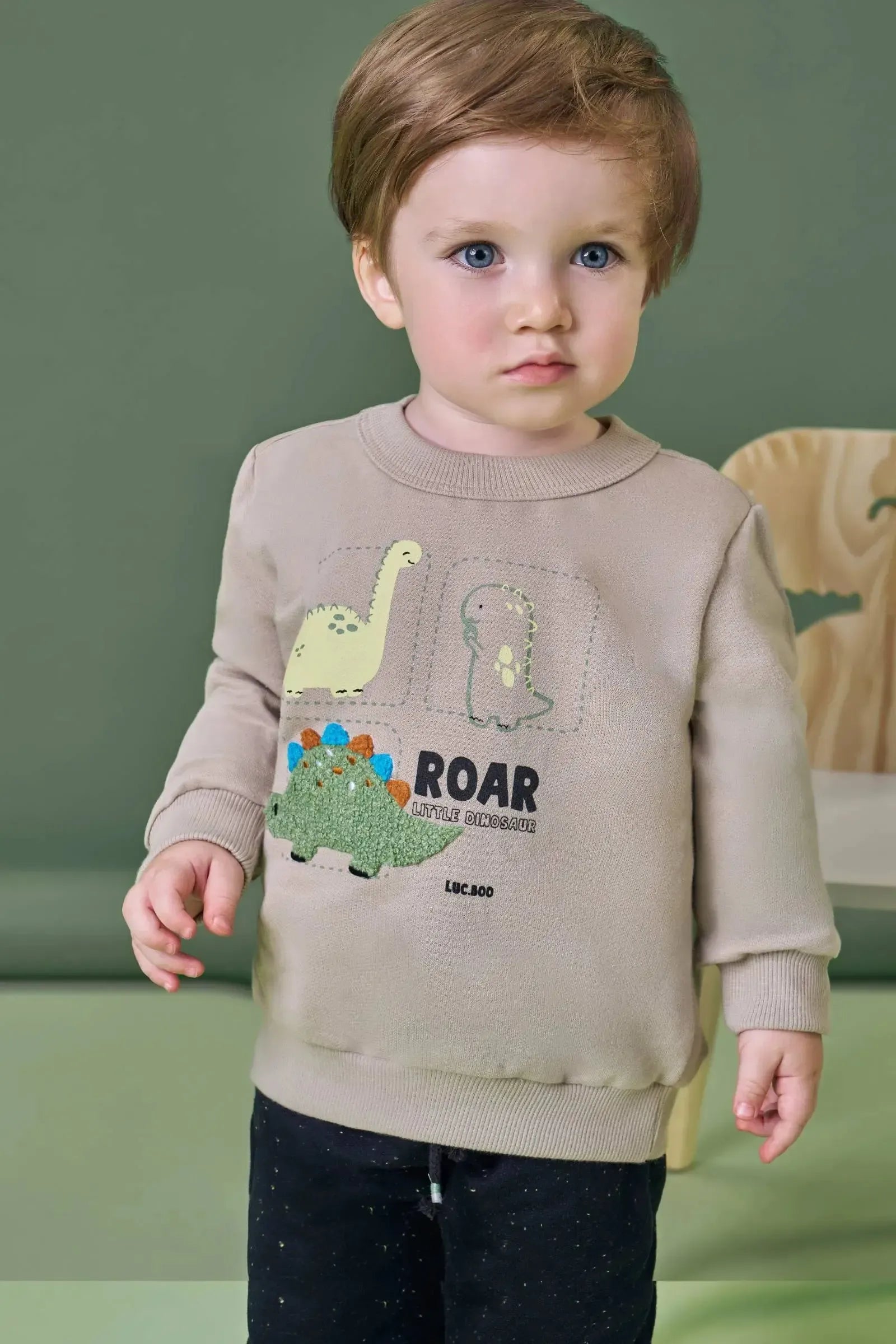Conjunto de Blusão sem Pelúcia e Calça Jogger em Moletom Botonê sem Pelúcia 92116 LucBoo Bebê Menino