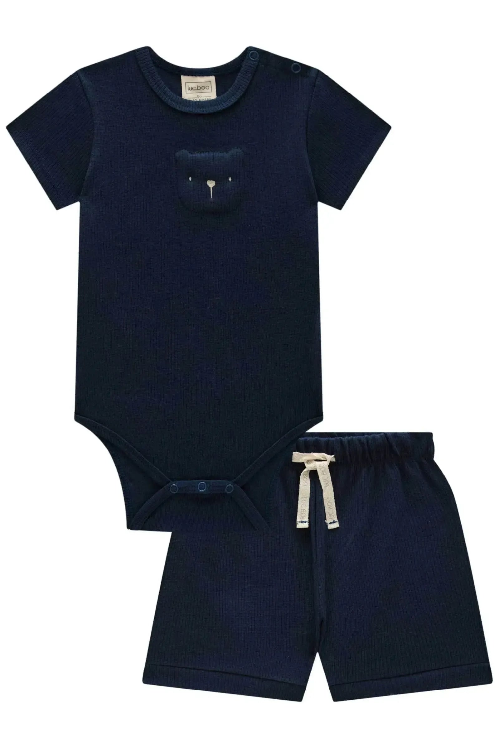 Conjunto de Body e Bermuda em Canelado Liz 84752 LucBoo Bebê Menino