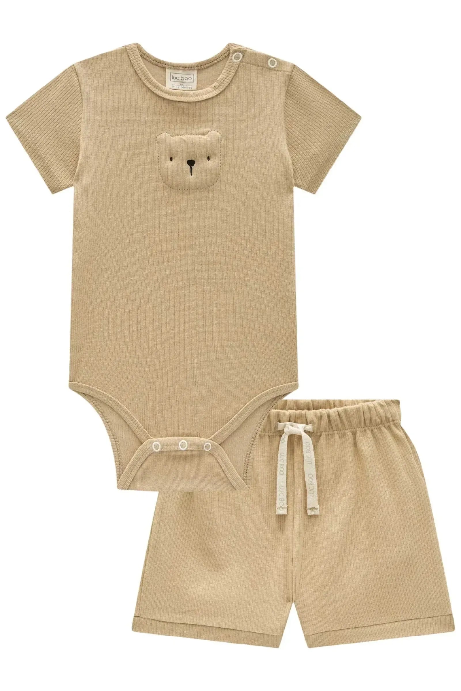 Conjunto de Body e Bermuda em Canelado Liz 84752 LucBoo Bebê Menino