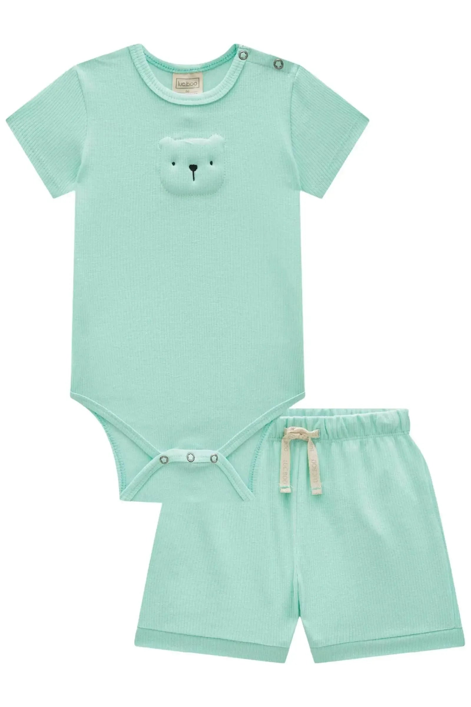 Conjunto de Body e Bermuda em Canelado Liz 84752 LucBoo Bebê Menino