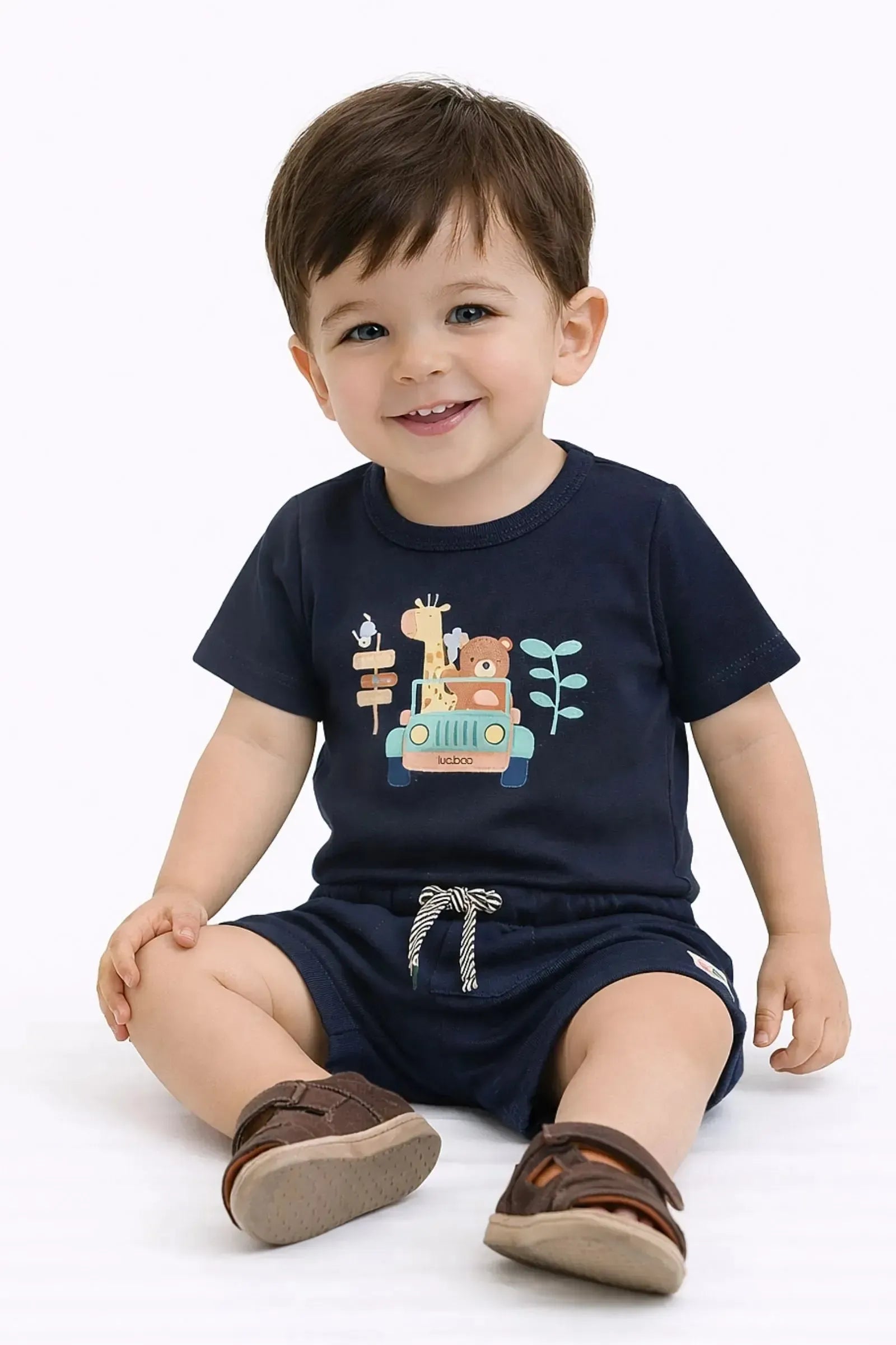 Conjunto de Body e Bermuda em Suedine 95046 LucBoo Bebê Menino