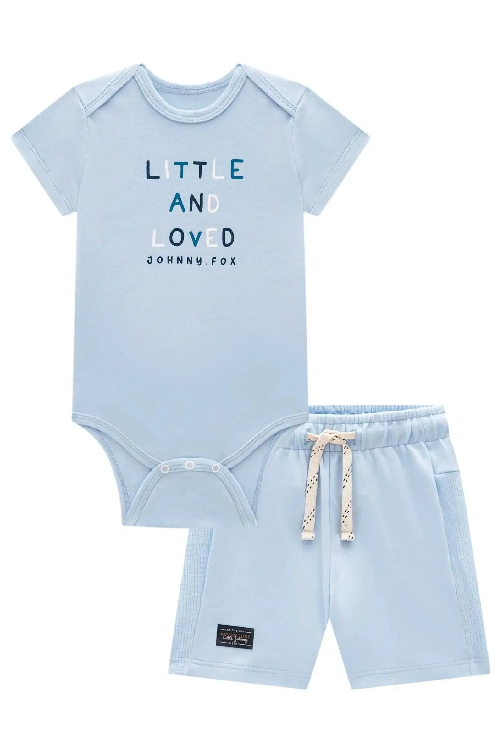 Conjunto de Body e Bermuda em Suedine 95140 Johnny Fox Bebê Menino