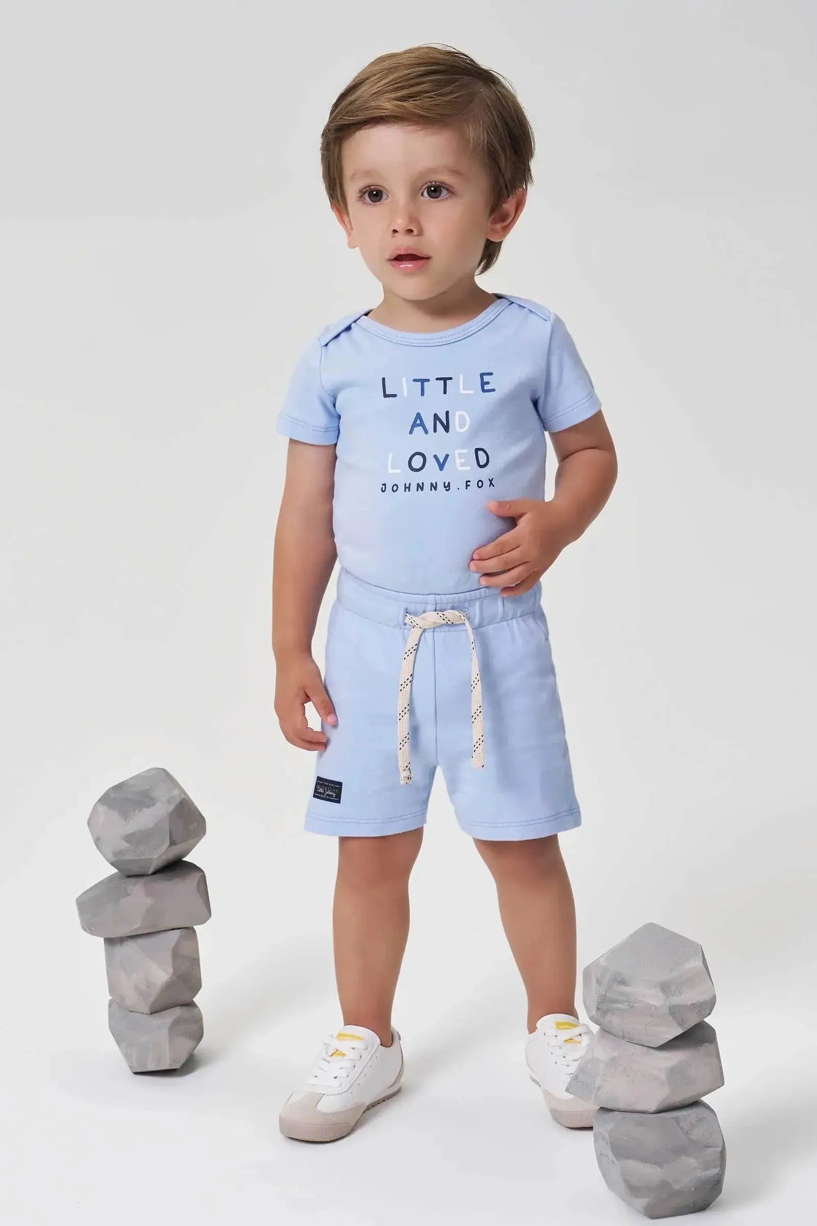 Conjunto de Body e Bermuda em Suedine 95140 Johnny Fox Bebê Menino