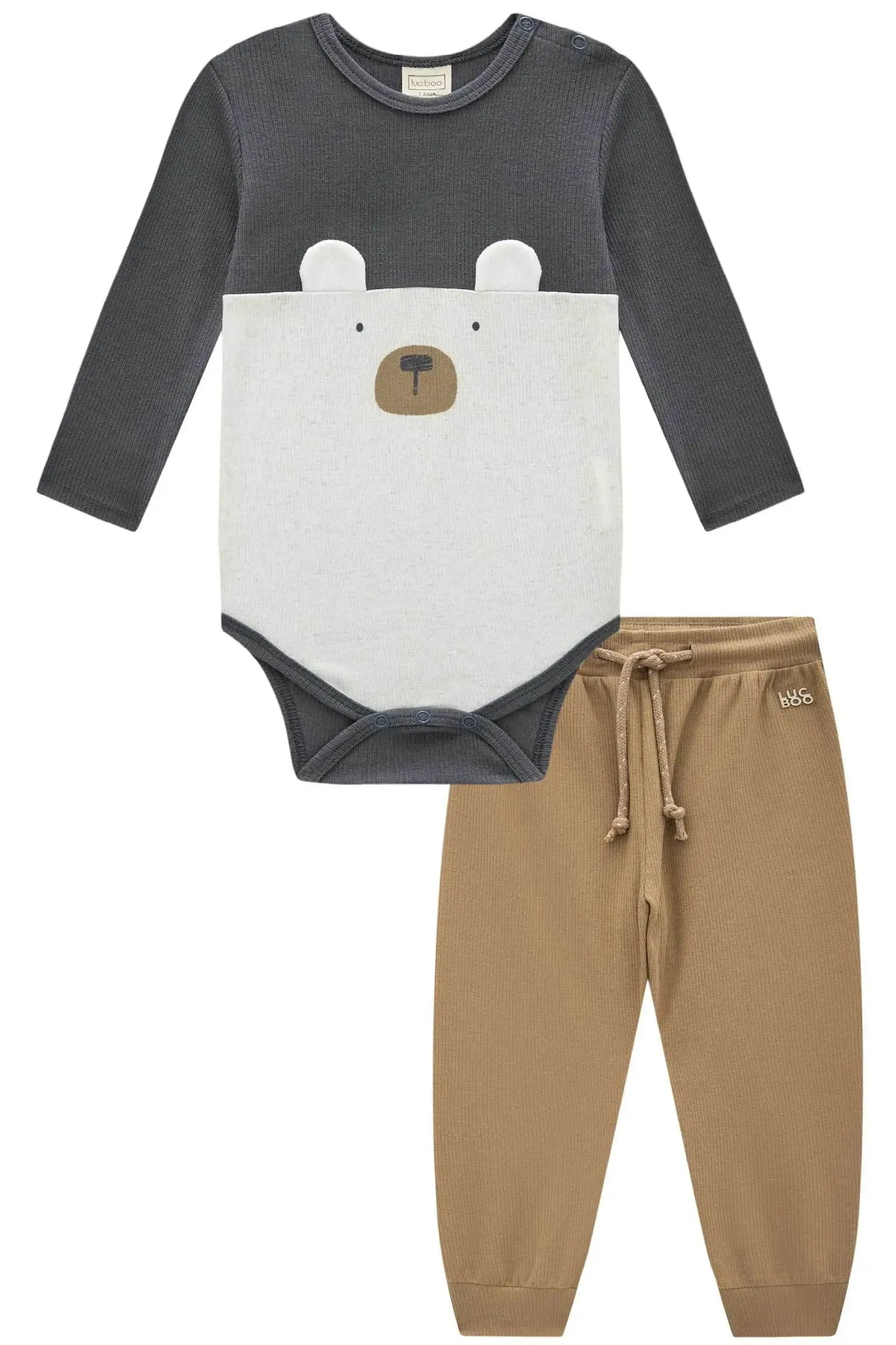 Conjunto de Body e Calça em Canelado Liz 90382 LucBoo Bebê Menino