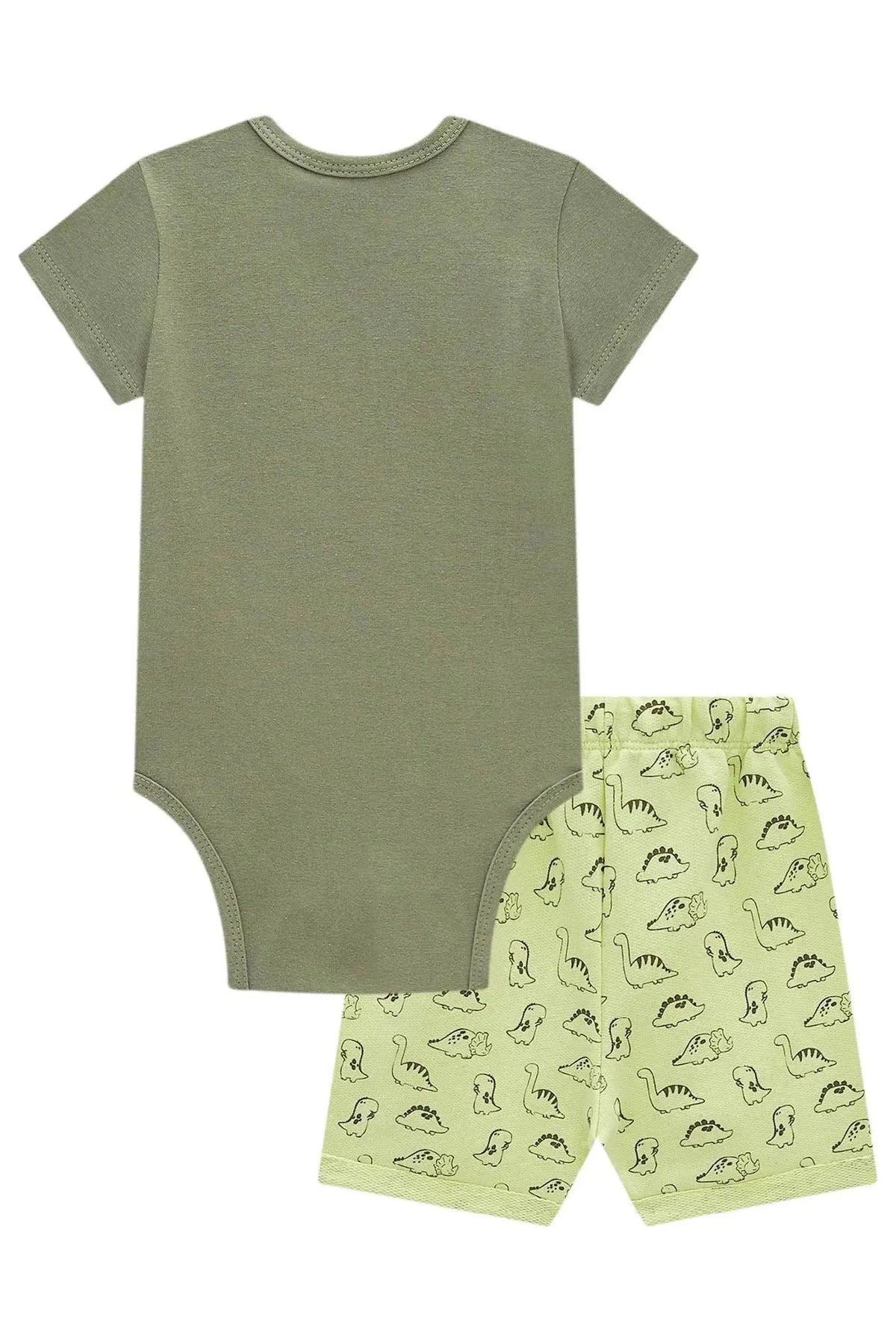 Conjunto de Body em Cotton com Elastano e Bermuda em Moletom sem Pelúcia 99057 LucBoo Bebê Menino