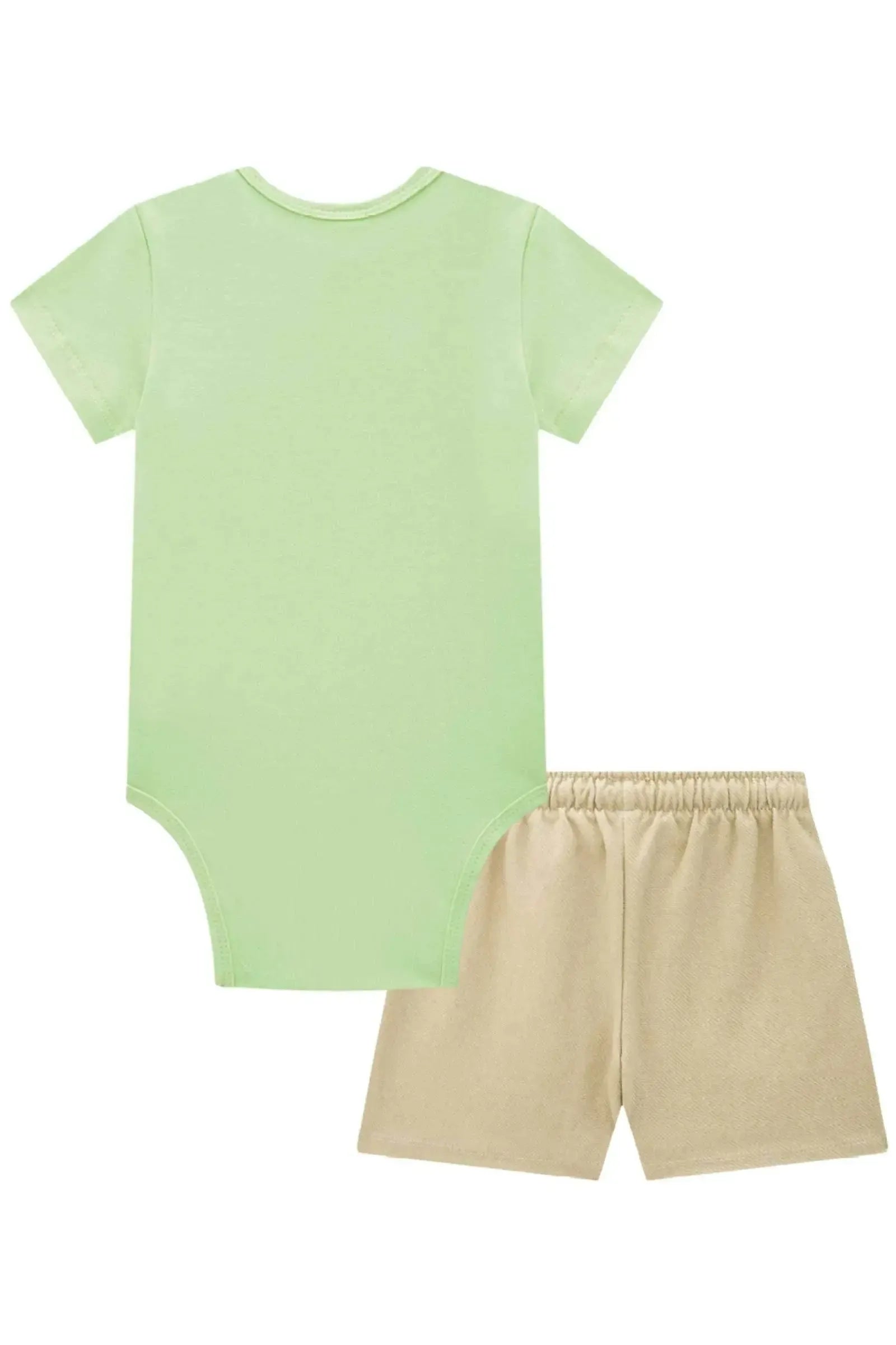 Conjunto de Body em Cotton e Bermuda em Cotton Jeans com Elastano 87913 LucBoo Bebê Menino
