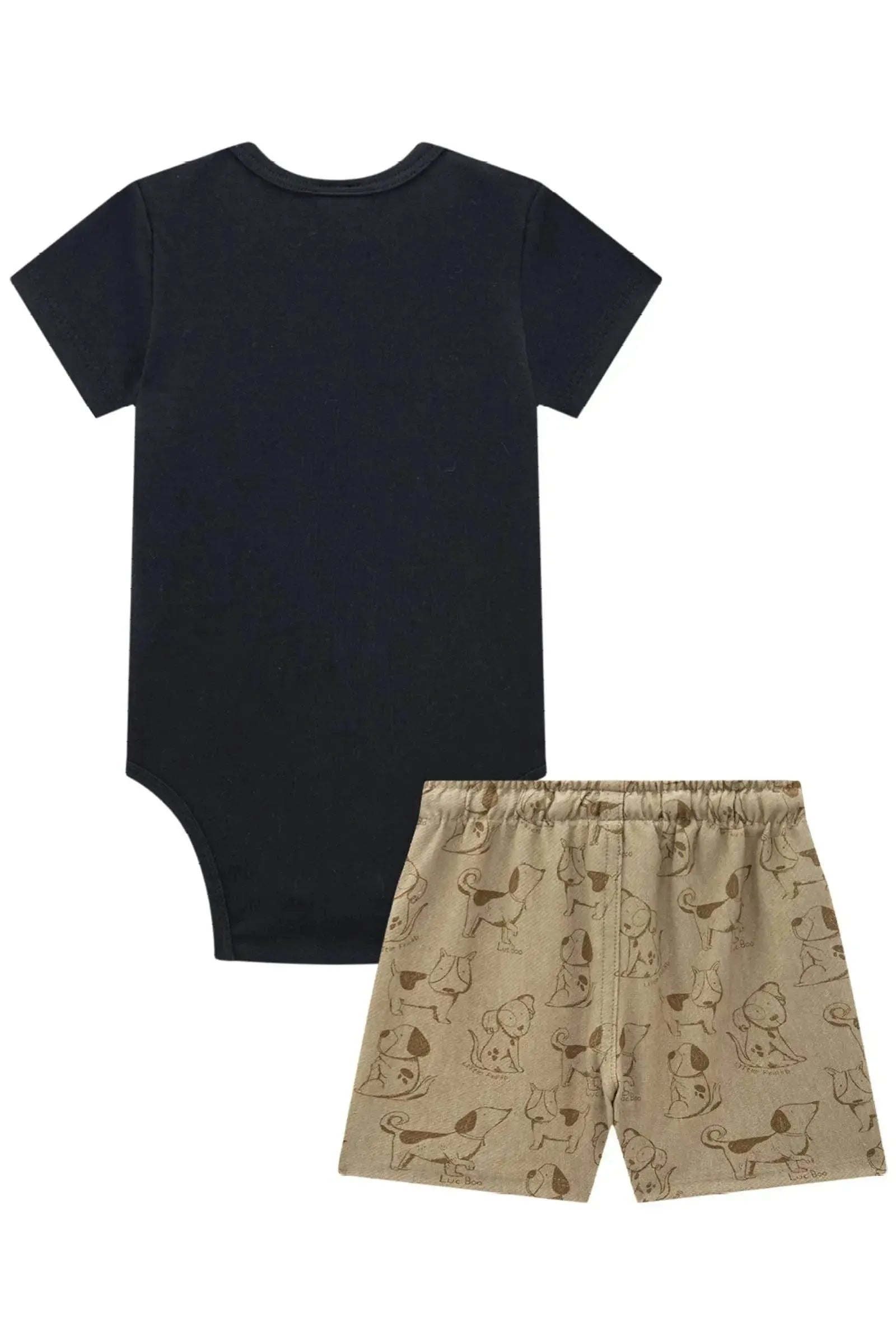 Conjunto de Body em Cotton e Bermuda em Cotton Jeans com Elastano 92891 LucBoo Bebê Menino