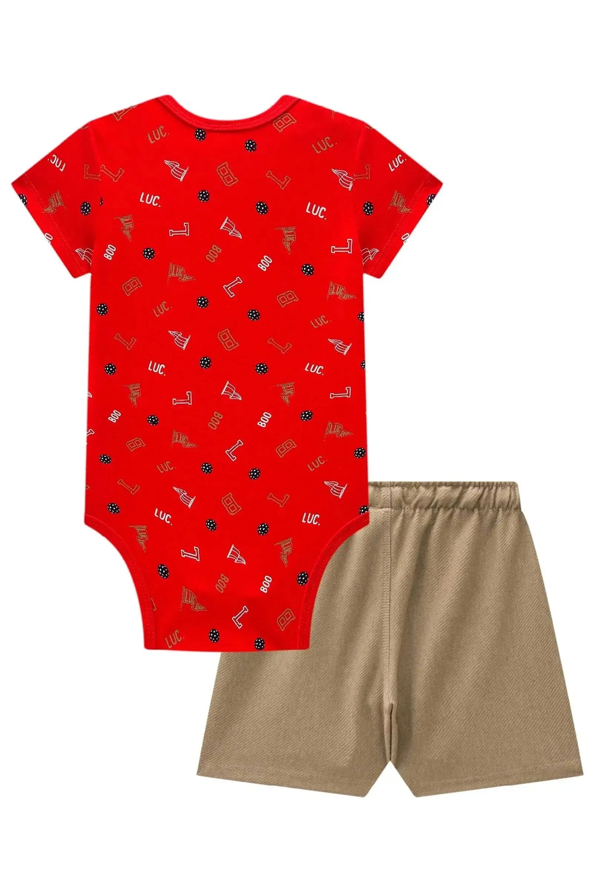 Conjunto de Body em Cotton e Bermuda em Cotton Jeans com Elastano 97972 LucBoo Bebê Menino