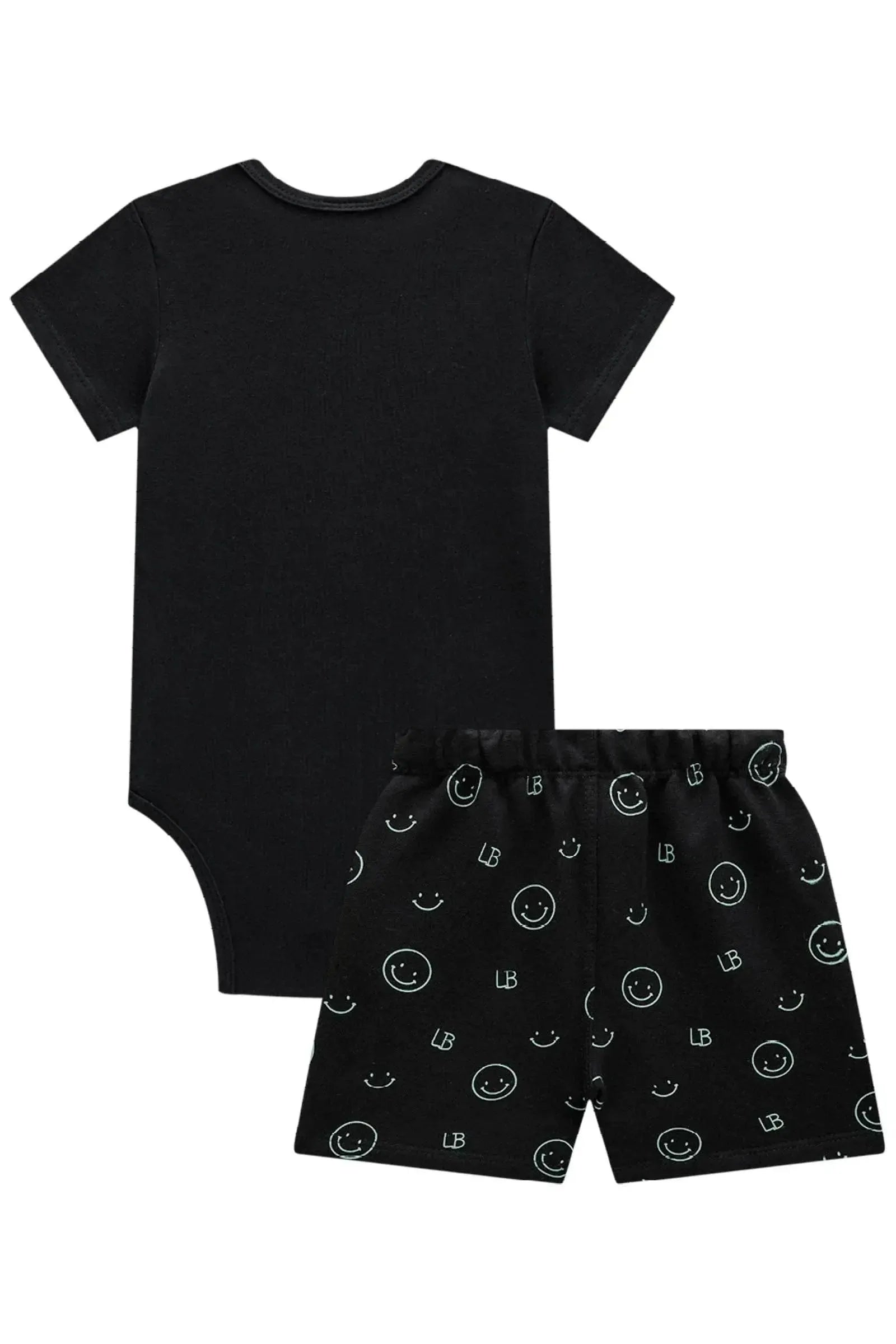 Conjunto de Body em Cotton e Bermuda em Moletom sem Pelúcia 84802 LucBoo Bebê Menino