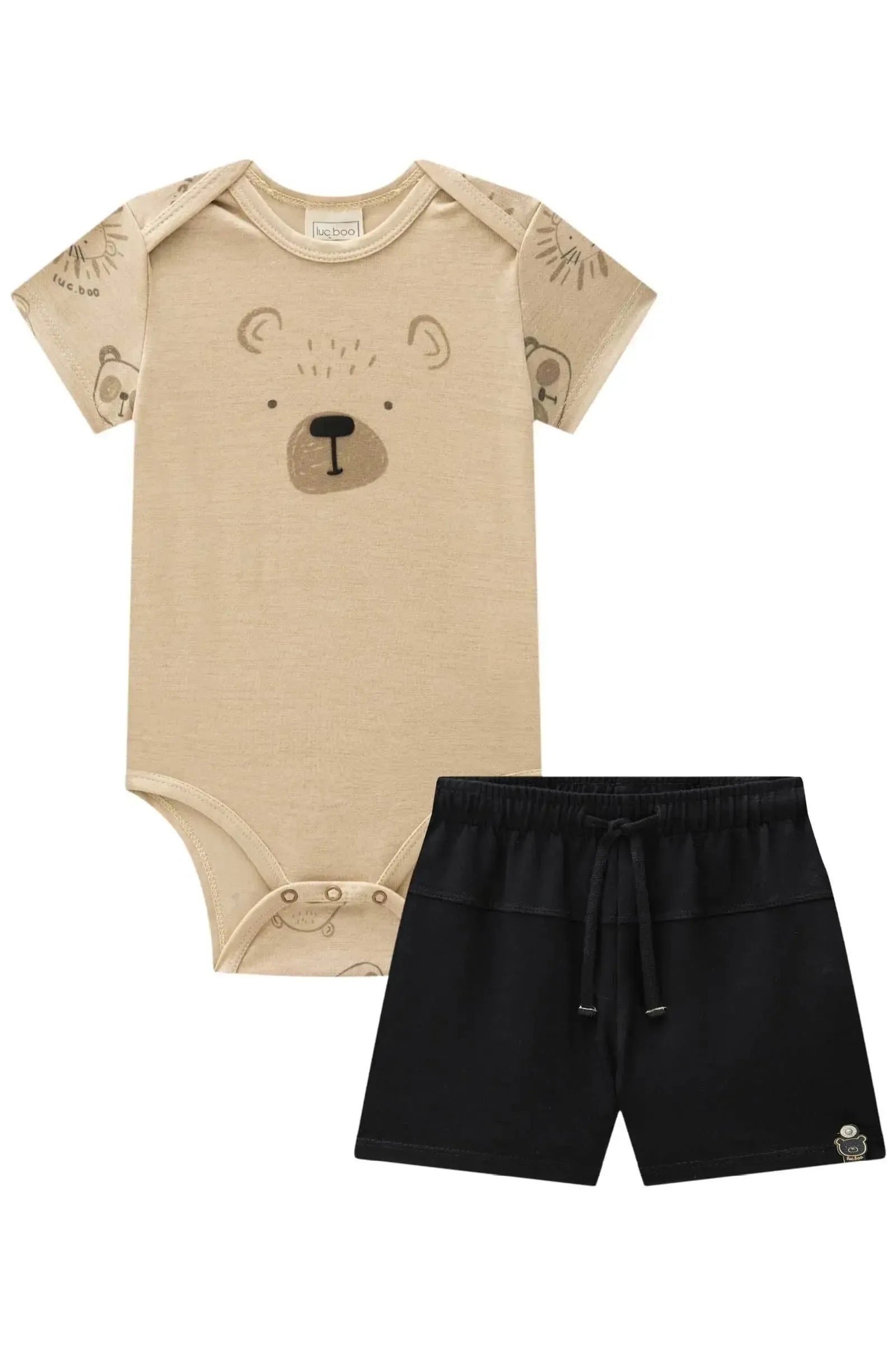 Conjunto de Body em Cotton e Bermuda em Molevisco 87844 LucBoo Bebê Menino