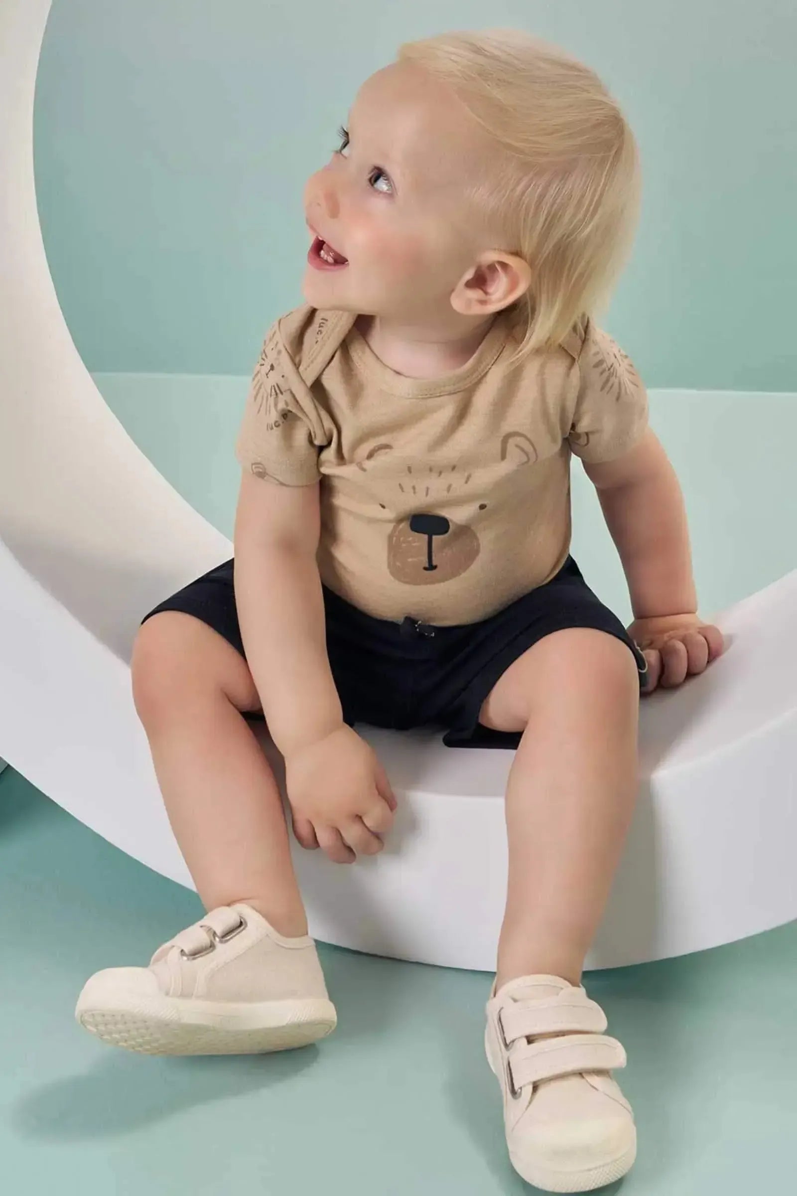 Conjunto de Body em Cotton e Bermuda em Molevisco 87844 LucBoo Bebê Menino