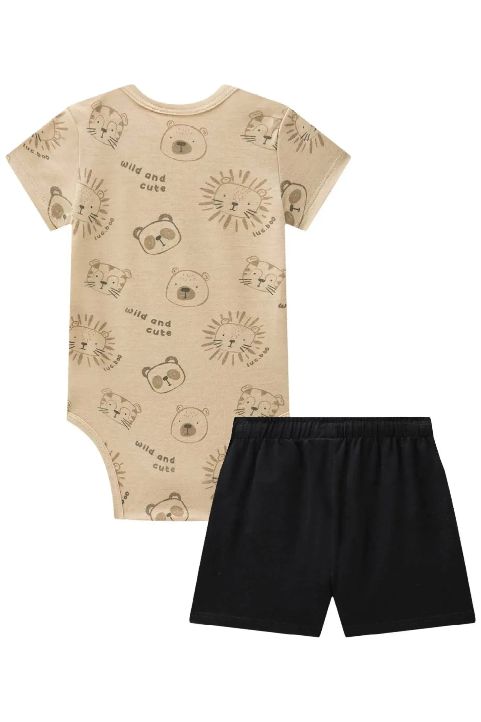 Conjunto de Body em Cotton e Bermuda em Molevisco 87844 LucBoo Bebê Menino