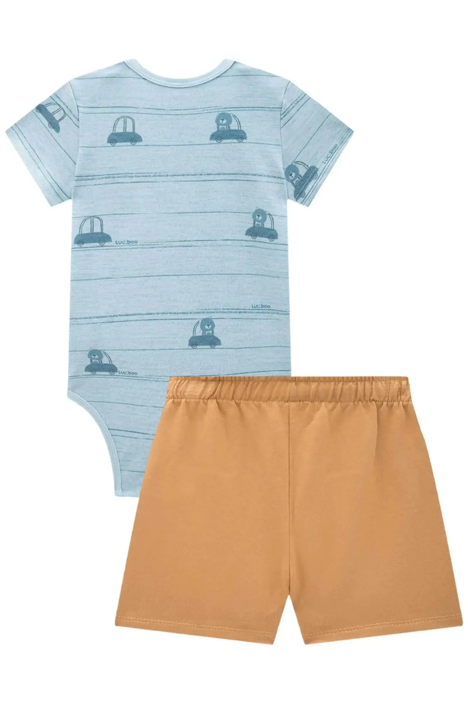 Conjunto de Body em Cotton e Bermuda em Molevisco 88852 LucBoo Bebê Menino
