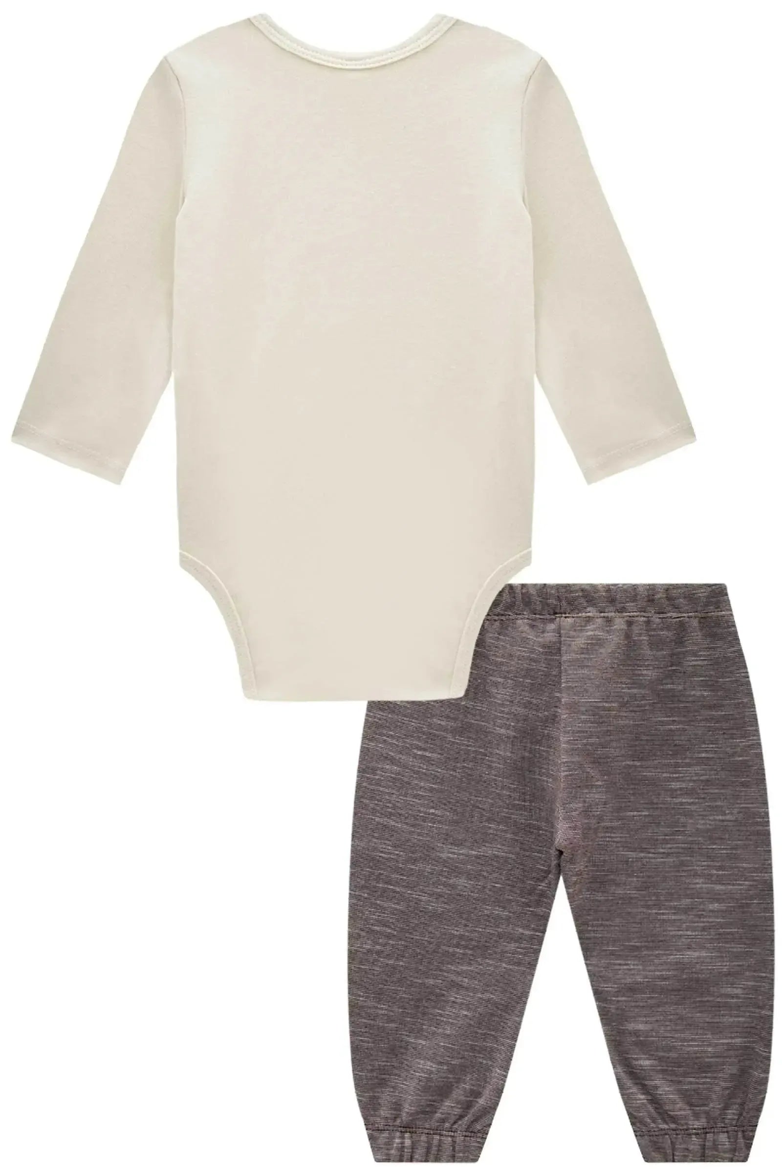 Conjunto de Body em Cotton e Calça Jogger em Meclado Bicolor 90731 LucBoo Bebê Menino