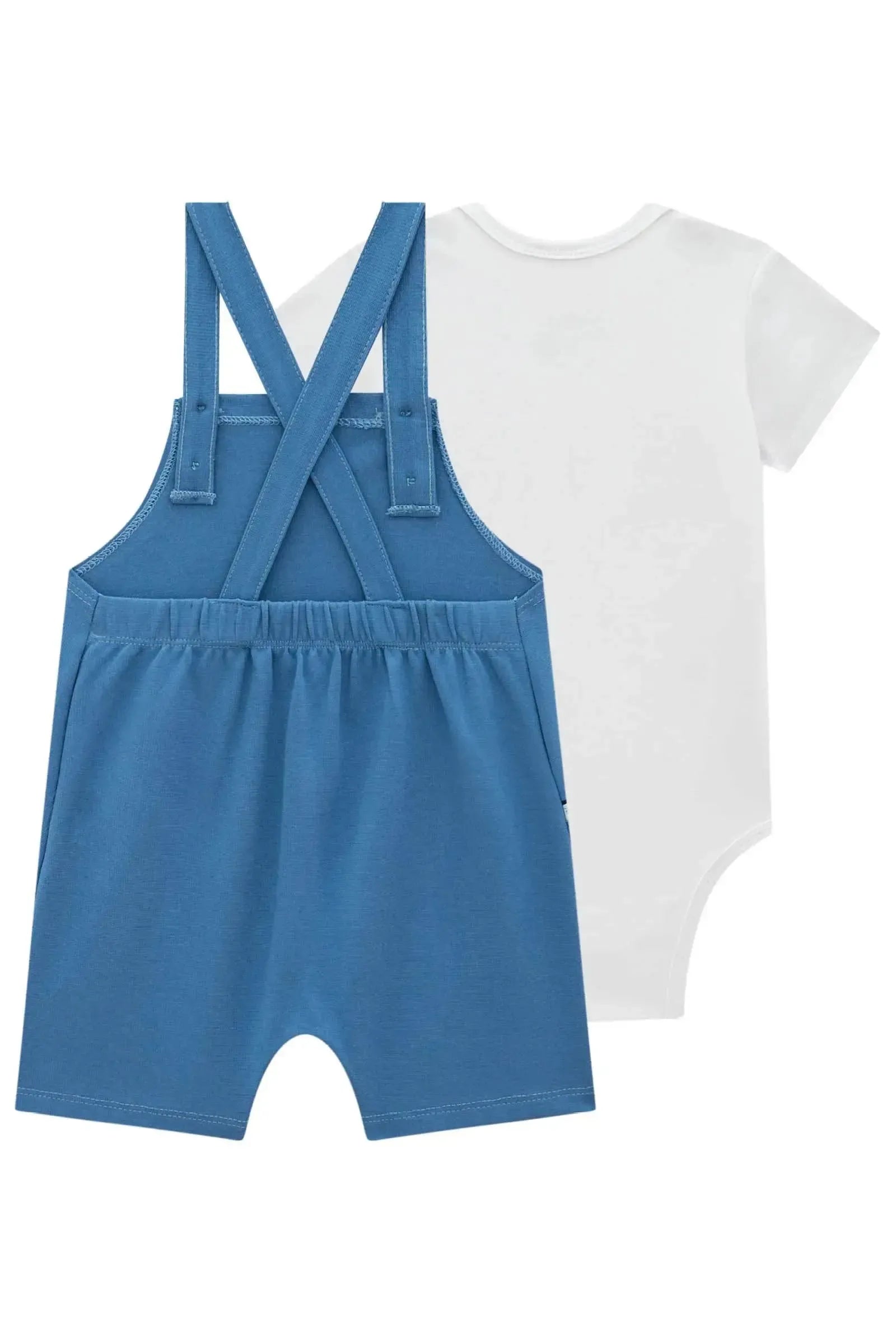 Conjunto de Body em Cotton e Jardineira em Malha Alfaiataria 95307 LucBoo Bebê Menino