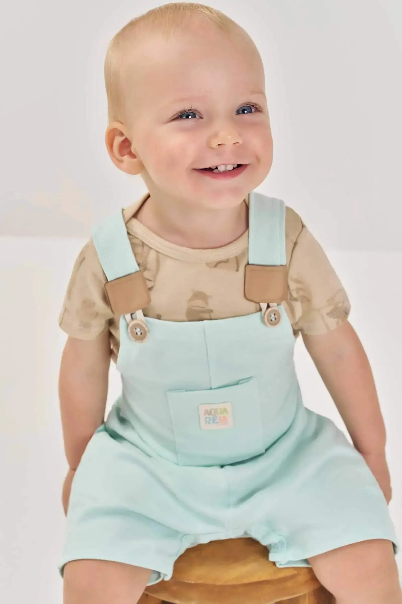 Conjunto de Body em Cotton e Jardineira em Piquet com Elastano 87955 LucBoo Bebê Menino