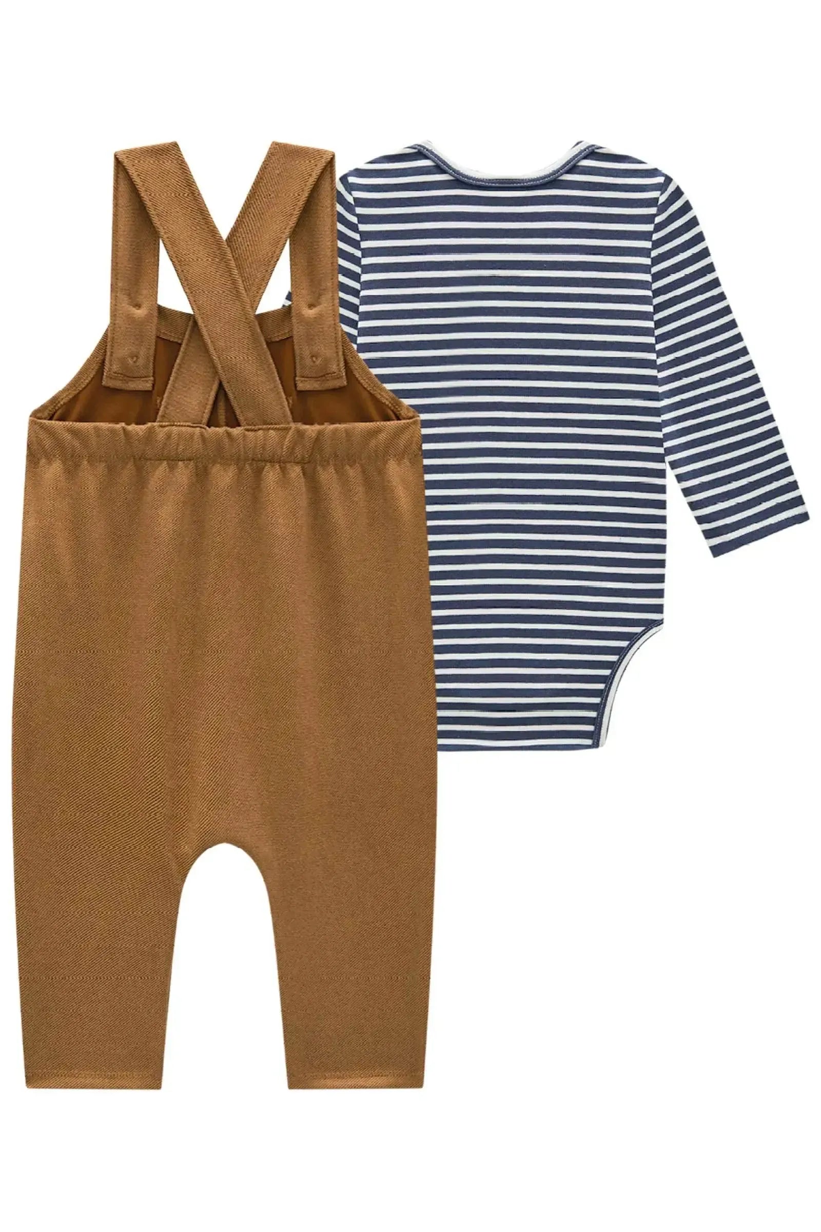 Conjunto de Body em Cotton e Jardineira em Tecido Twill com Elastano 90177 LucBoo Bebê Menino