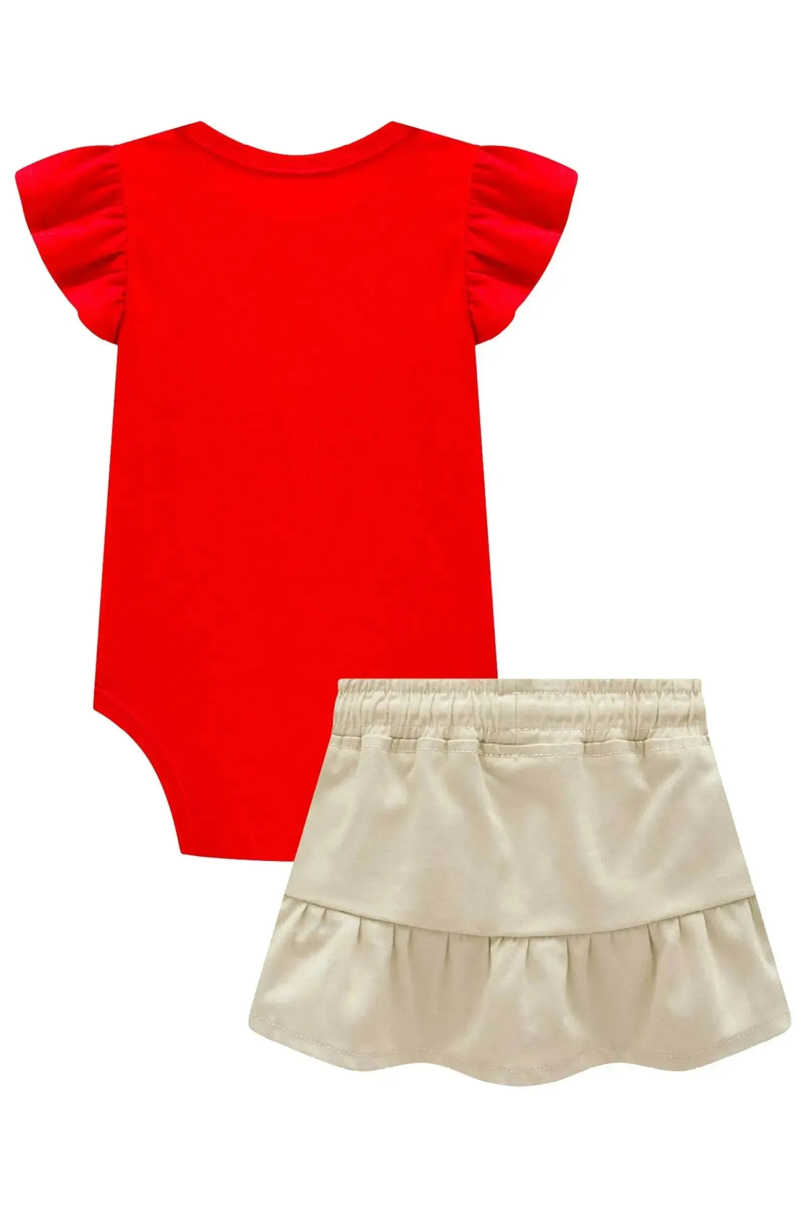 Conjunto de Body em Cotton e Saia em Sarja com Elastano 98599 Infanti Bebê Menina