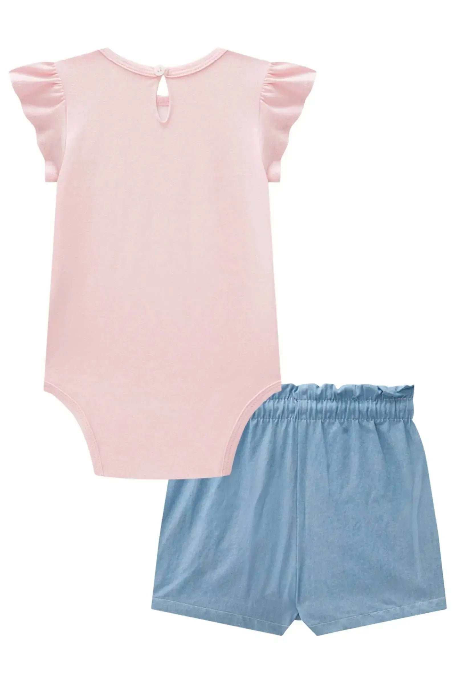 Conjunto de Body em Cotton e Short Saia em Light Chambray 83655 Infanti Bebê Menina
