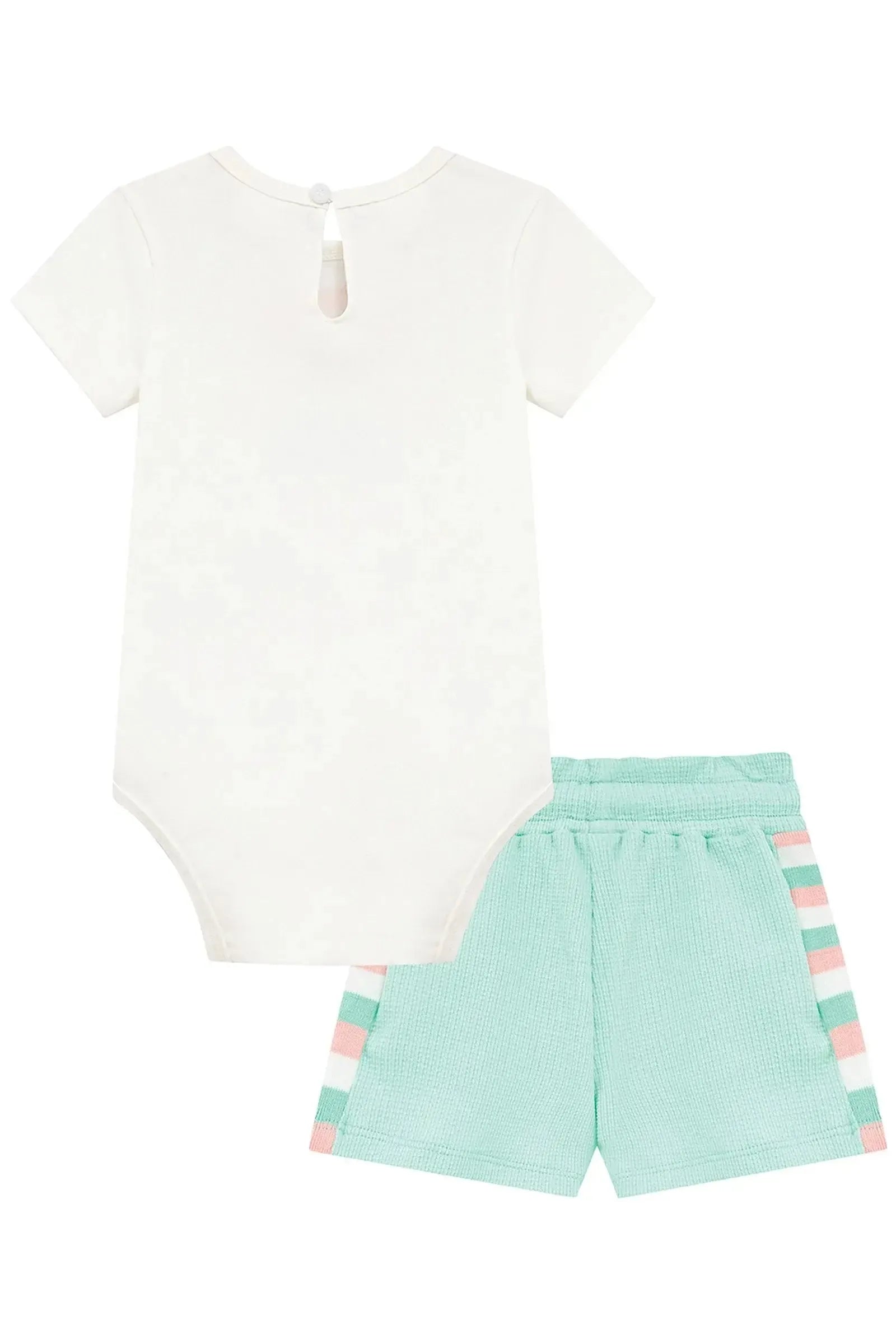 Conjunto de Body em Cotton e Shorts em Malha Waffle 95349 Kukiê Bebê Menina