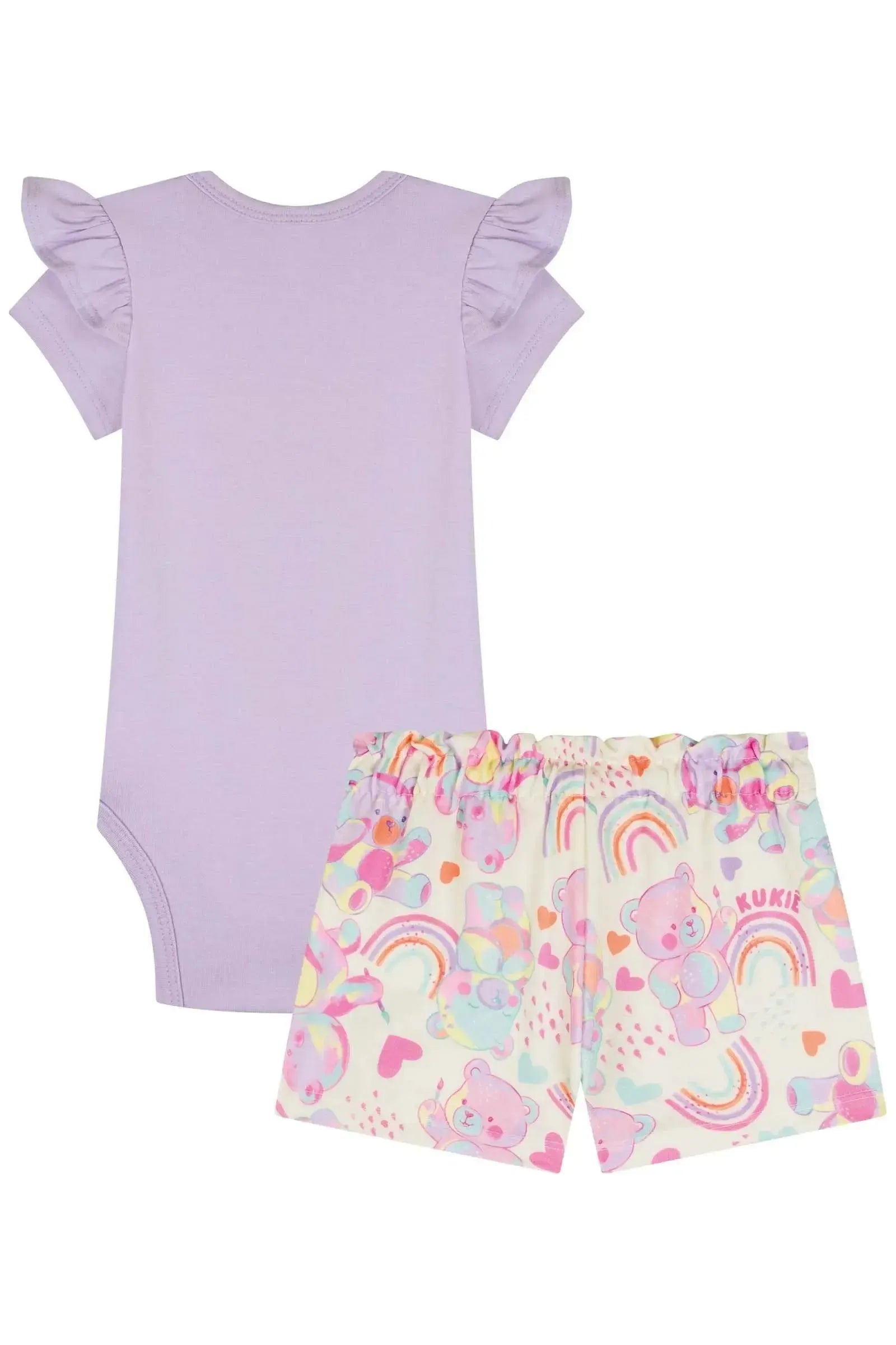 Conjunto de Body em Cotton e Shorts em Molecotton 85356 Kukiê Bebê Menina
