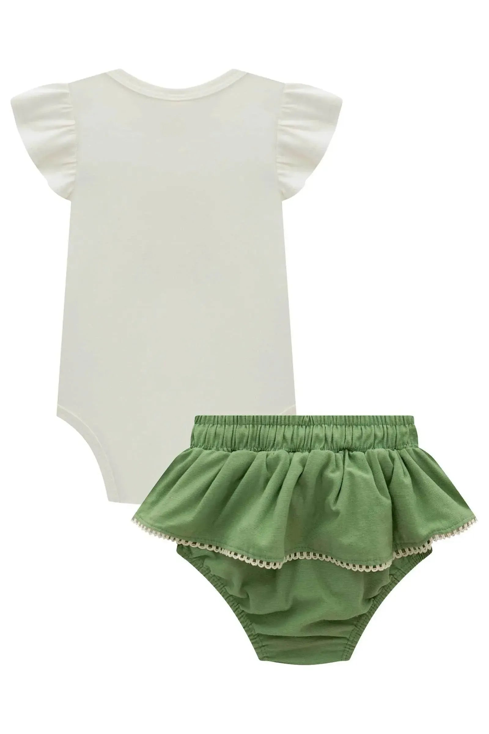 Conjunto de Body em Cotton e Tapa Fralda em Linho com Elastano 98573 Infanti Bebê Menina