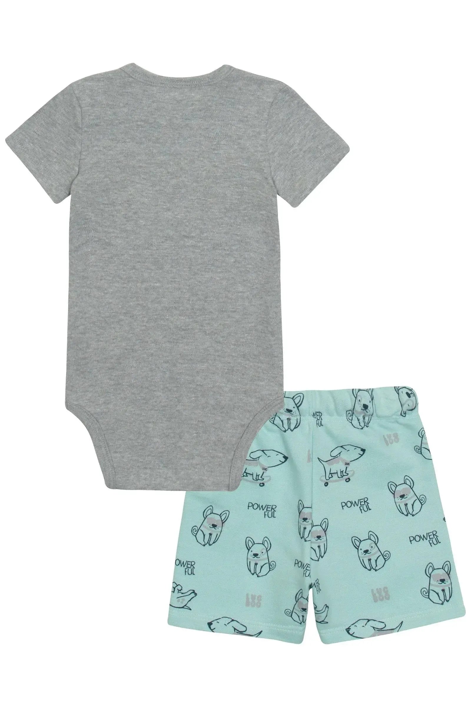 Conjunto de Body em Malha e Bermuda em Moletom sem Pelúcia 87359 LucBoo Bebê Menino