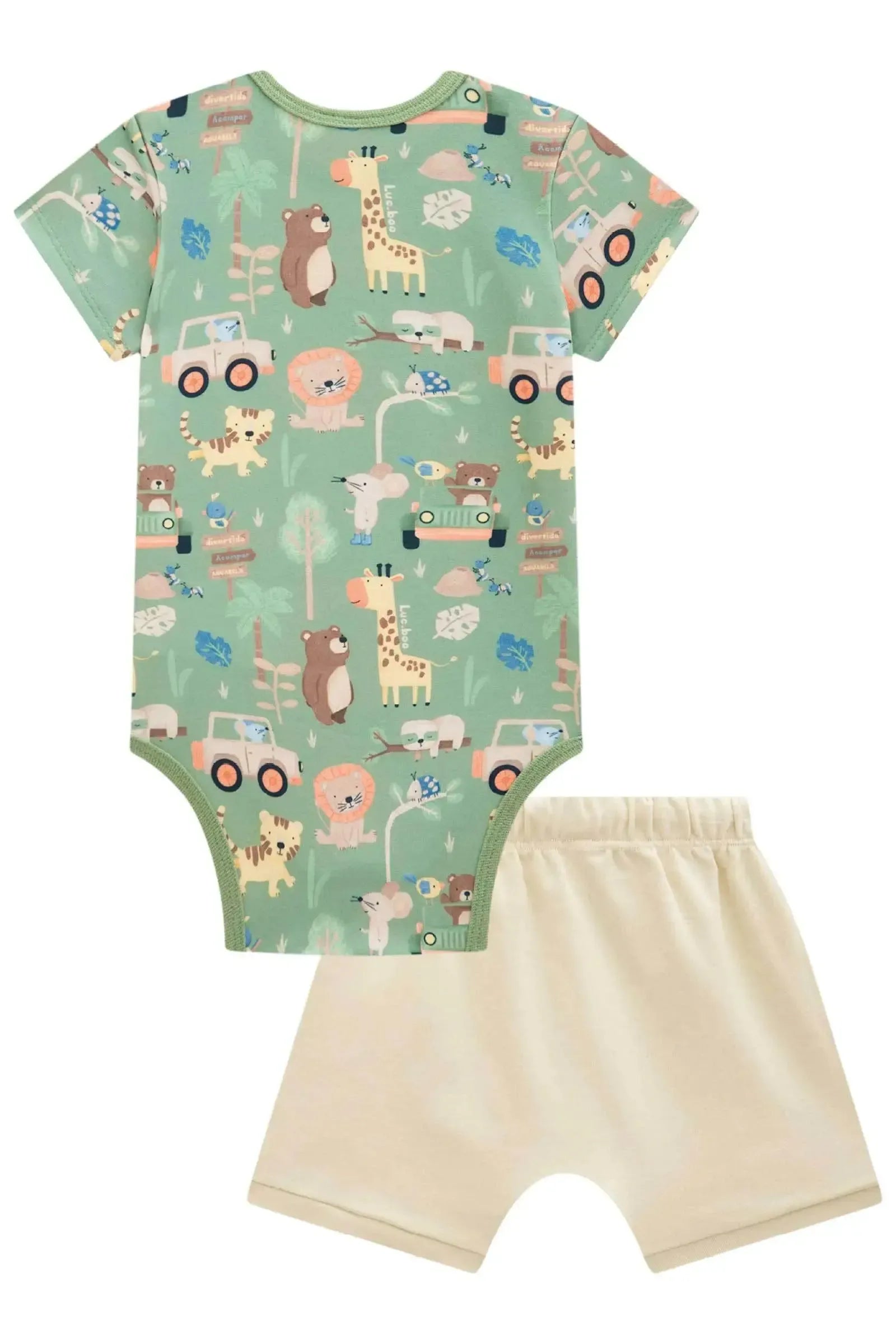Conjunto de Body em Malha Power e Bermuda em Suedine 95033 LucBoo Bebê Menino