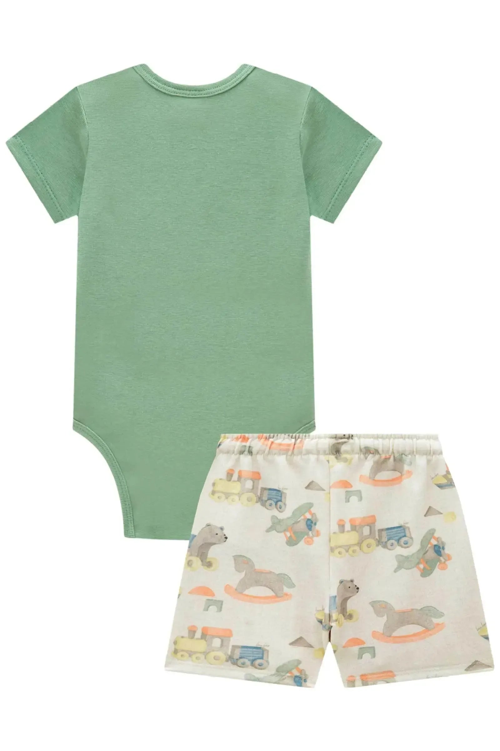 Conjunto de Body em Ribana 1x1 e Bermuda em Molecotton 92822 LucBoo Bebê Menino