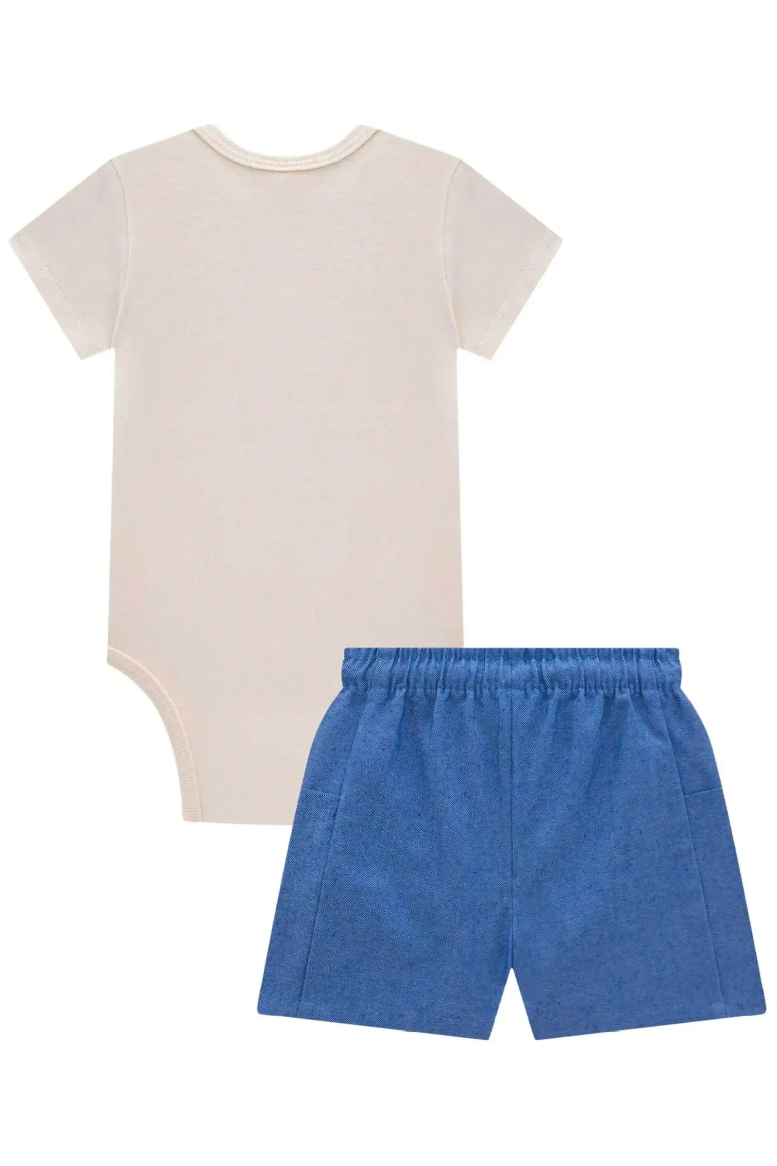 Conjunto de Body em Ribana 1x1 e Bermuda em Tecido Dubai com Elastano 83853 LucBoo Bebê Menino