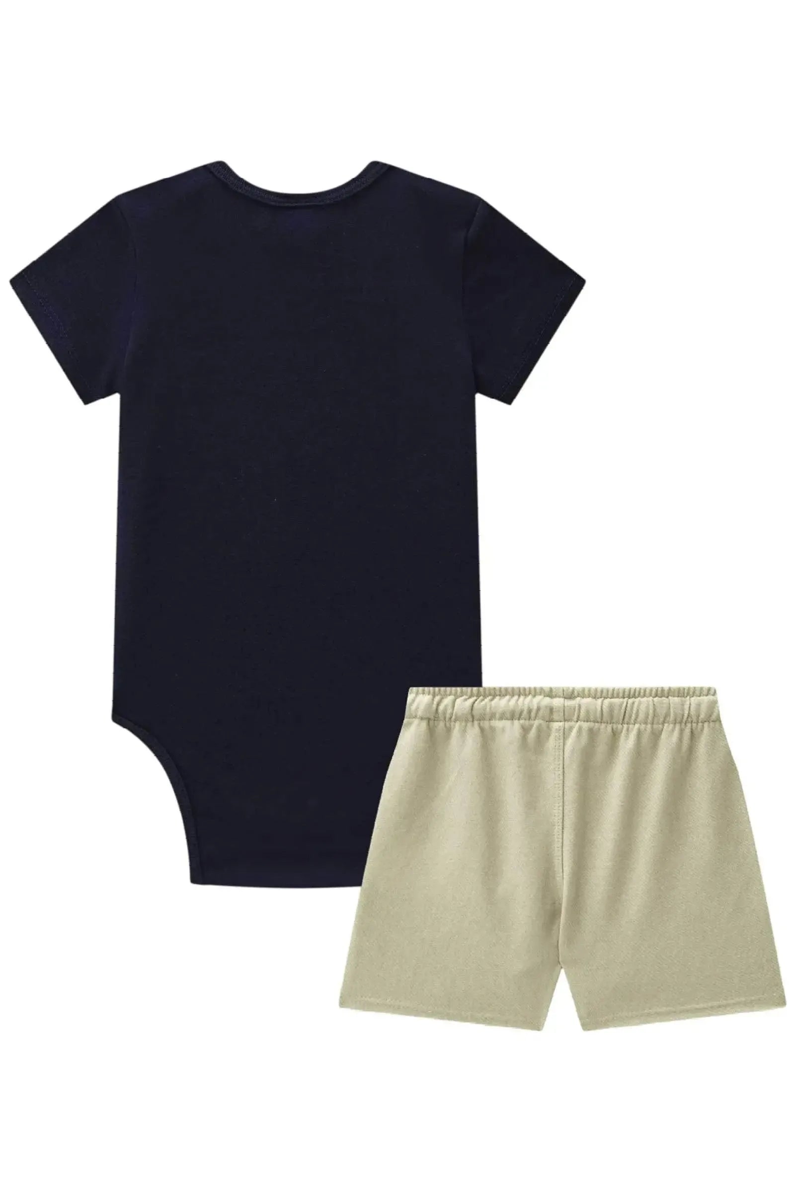 Conjunto de Body em Ribana e Bermuda em Cotton Jeans com Elastano 88578 Johnny Fox Bebê Menino