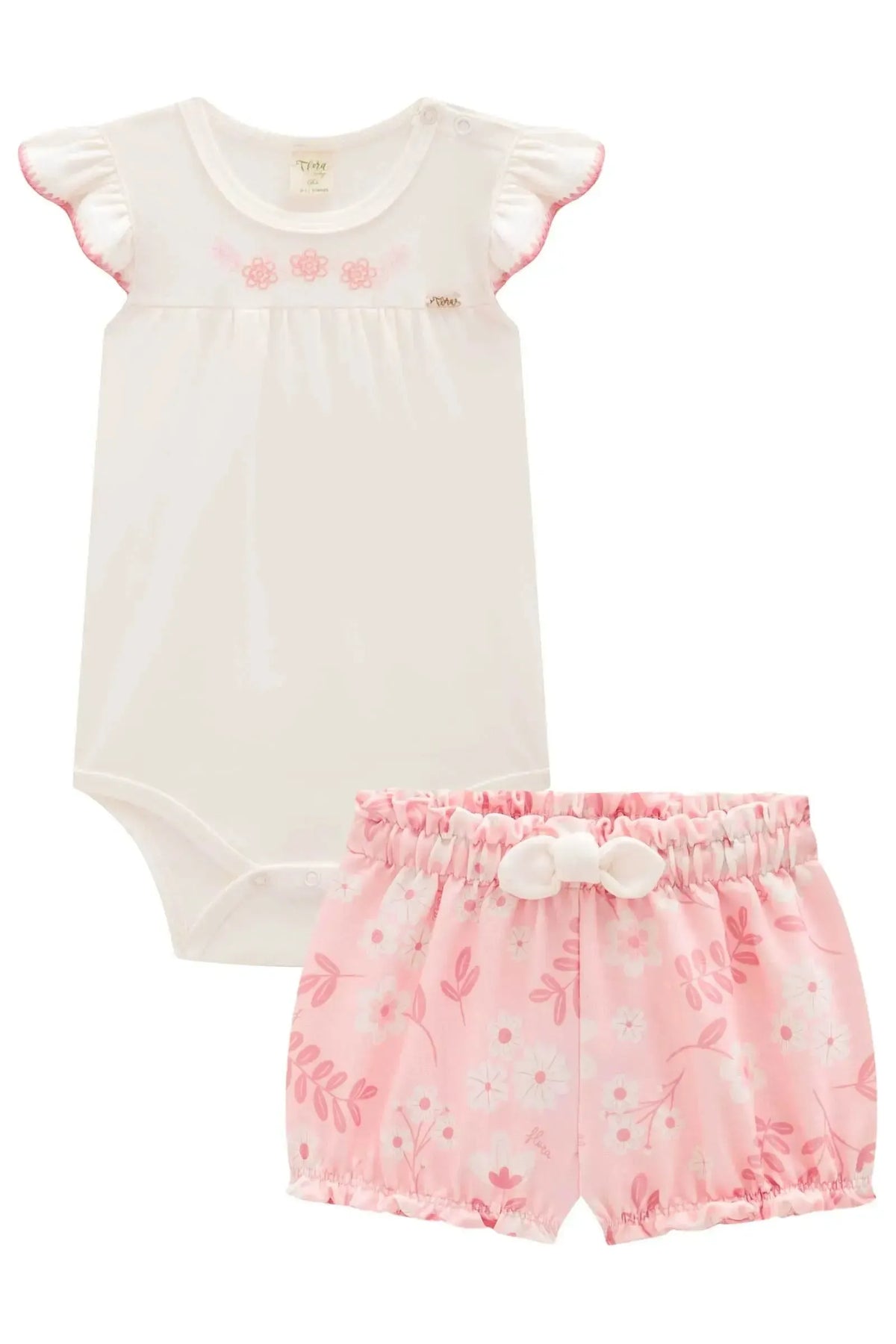 Conjunto de Body em Suedine com Shorts em Molecotton 98565 Infanti Bebê Menina