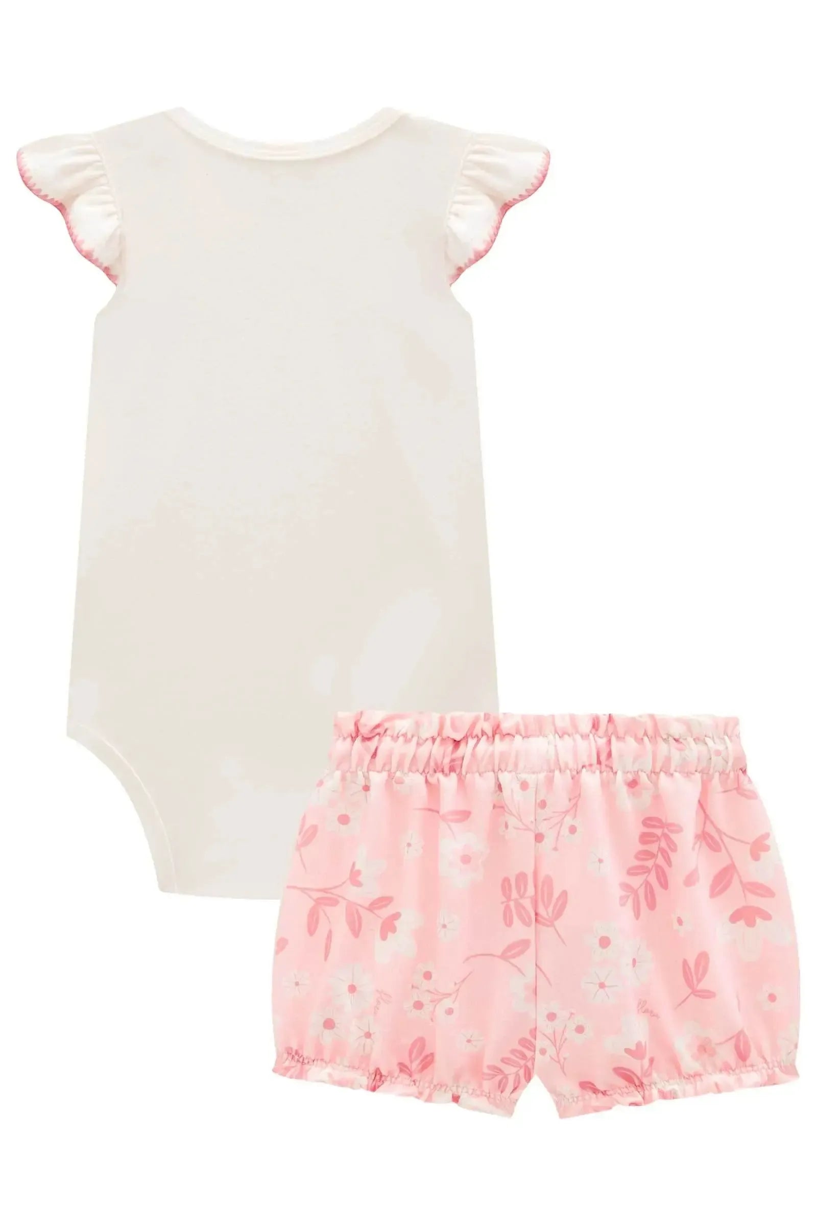 Conjunto de Body em Suedine com Shorts em Molecotton 98565 Infanti Bebê Menina