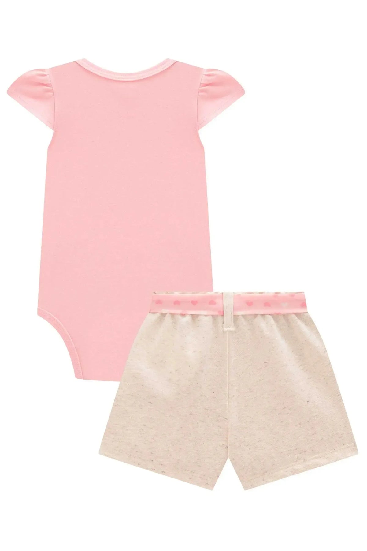 Conjunto de Body em Suedine com Shorts em Moletom sem Pelúcia 99187 Infanti Bebê Menina