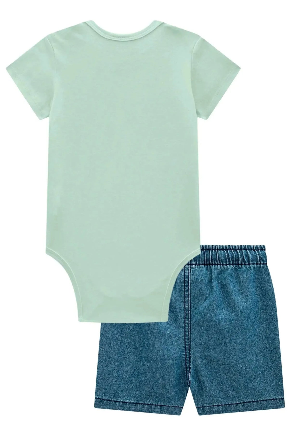 Conjunto de Body em Suedine e Bermuda em Jeans Teca 98124 LucBoo Bebê Menino