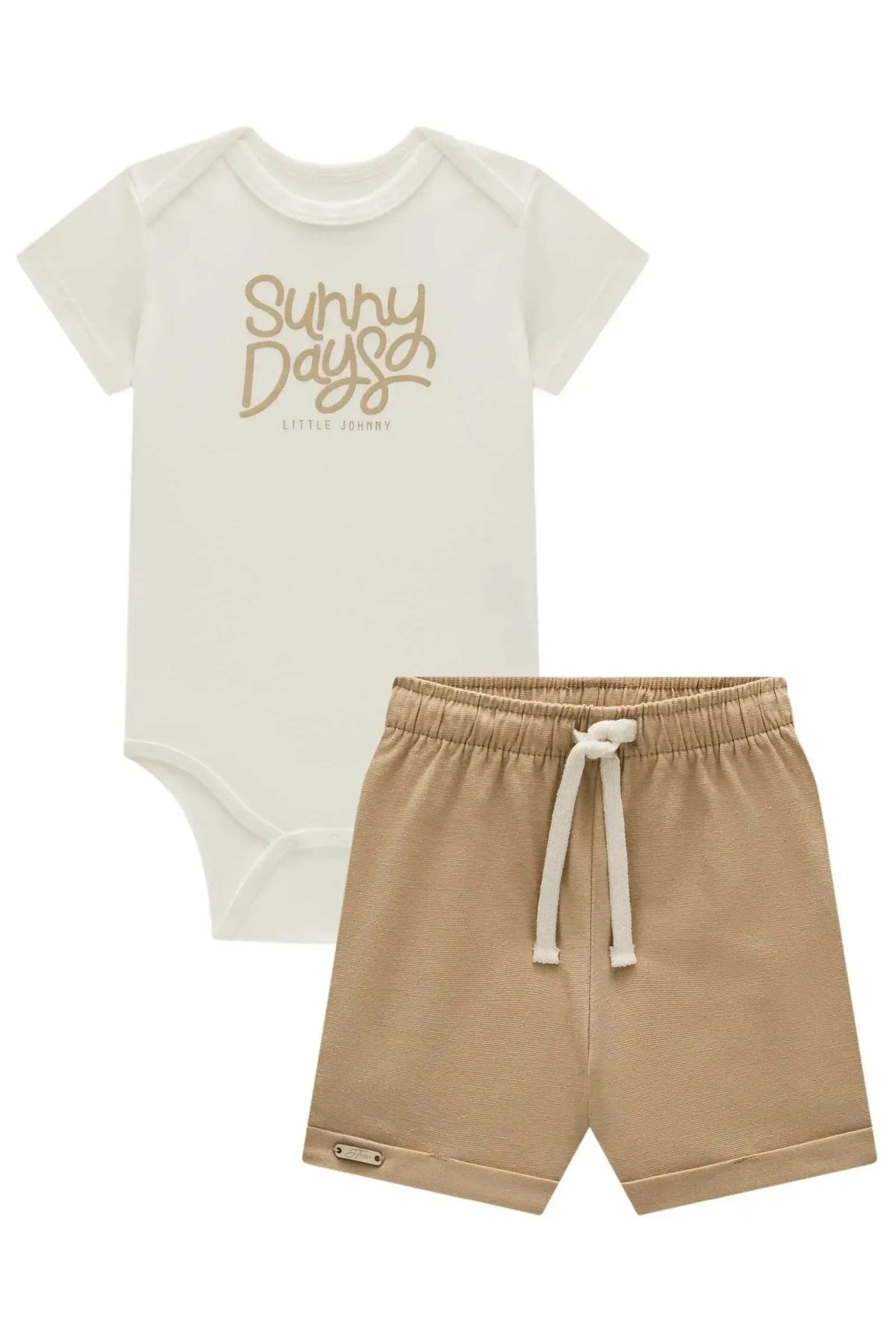 Conjunto de Body em Suedine e Bermuda em Linho Santorine com Elastano 95437 Johnny Fox Bebê Menino
