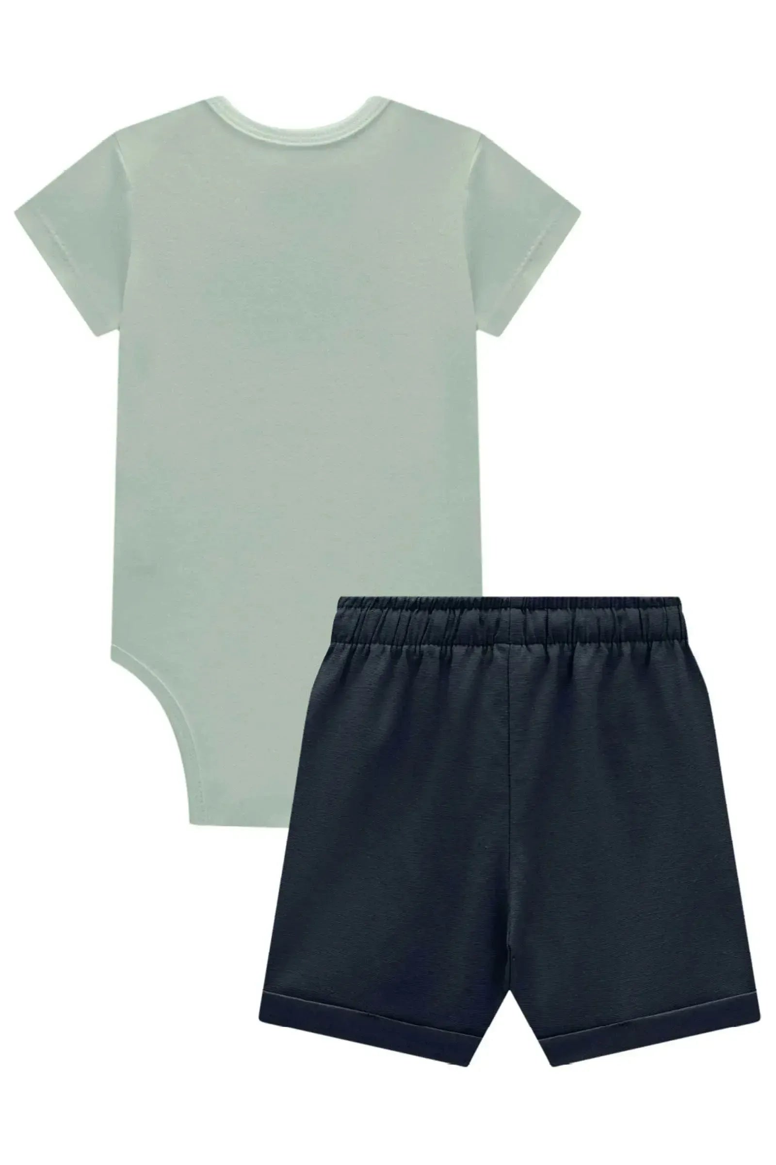 Conjunto de Body em Suedine e Bermuda em Linho Santorine com Elastano 95437 Johnny Fox Bebê Menino