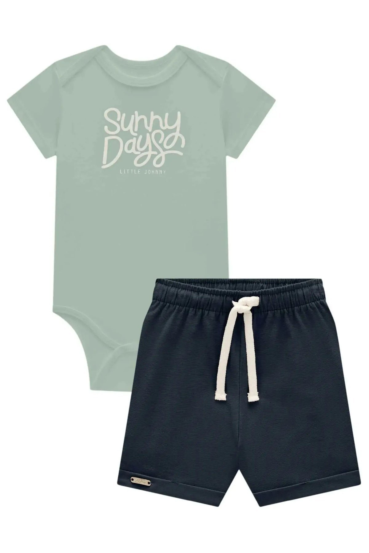 Conjunto de Body em Suedine e Bermuda em Linho Santorine com Elastano 95437 Johnny Fox Bebê Menino