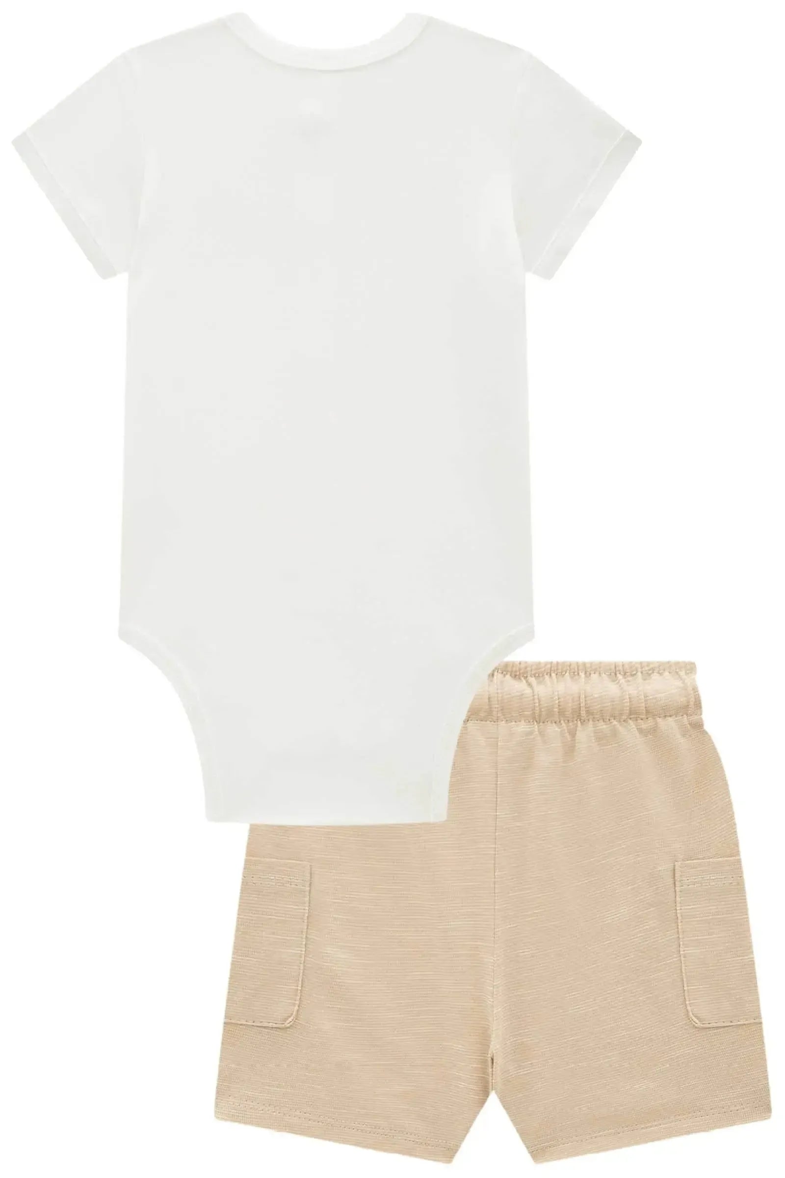 Conjunto de Body em Suedine e Bermuda em Malha Mesclada 96409 LucBoo Bebê Menino