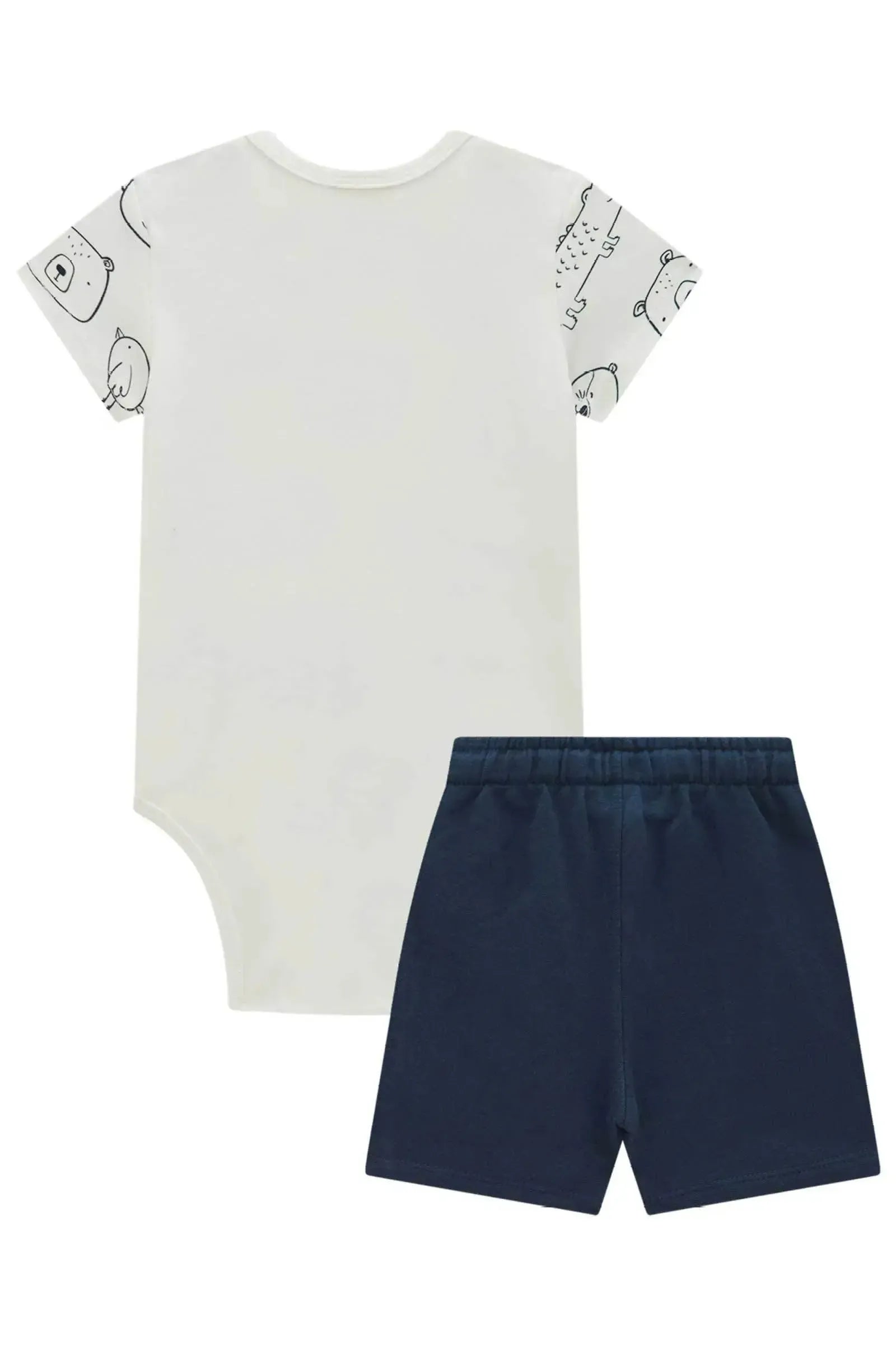 Conjunto de Body em Suedine e Bermuda em Moletom sem Pelúcia 97335 LucBoo Bebê Menino