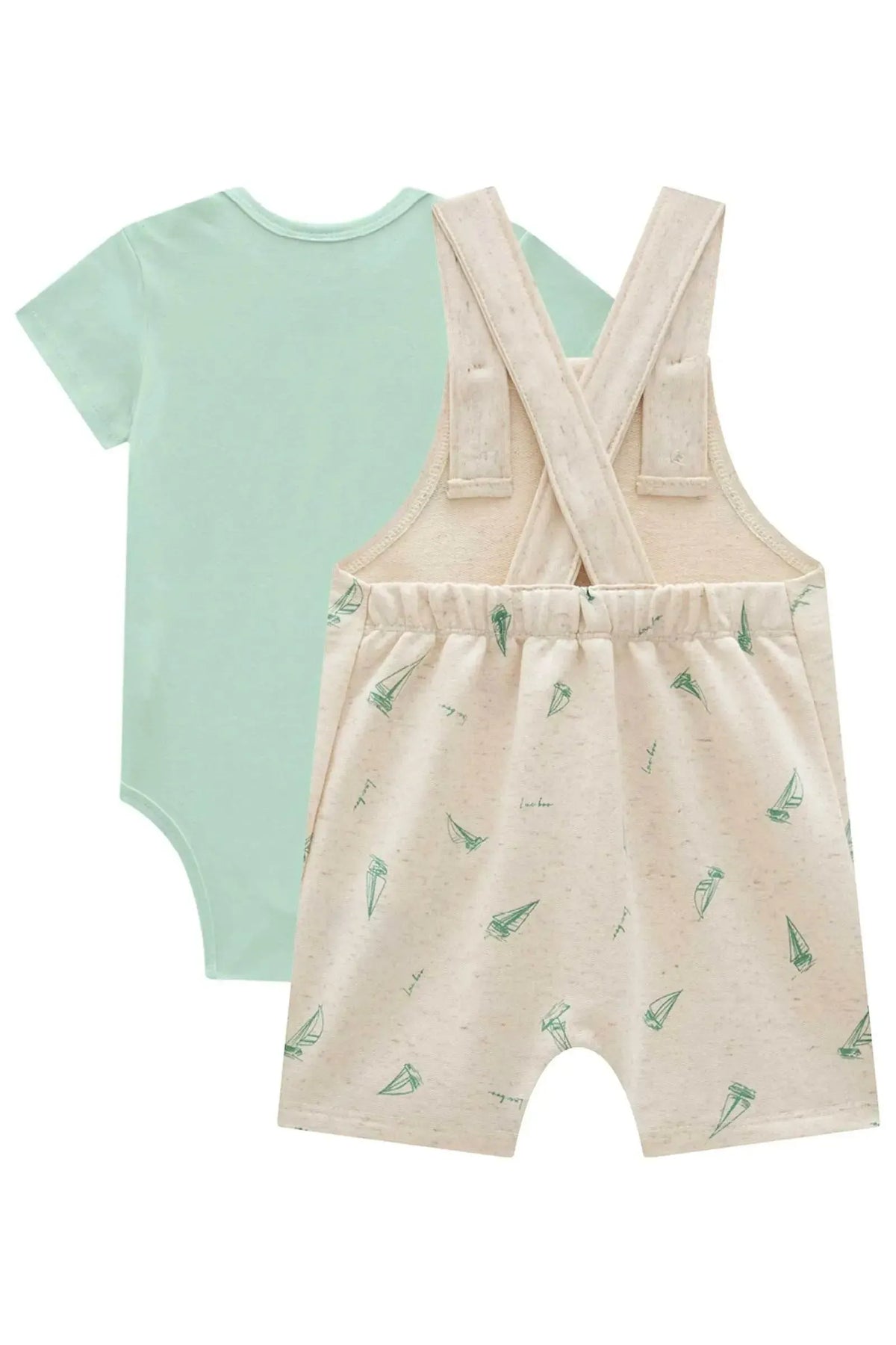 Conjunto de Body em Suedine e Jardineira em Moletom sem Pelúcia 98250 LucBoo Bebê Menino
